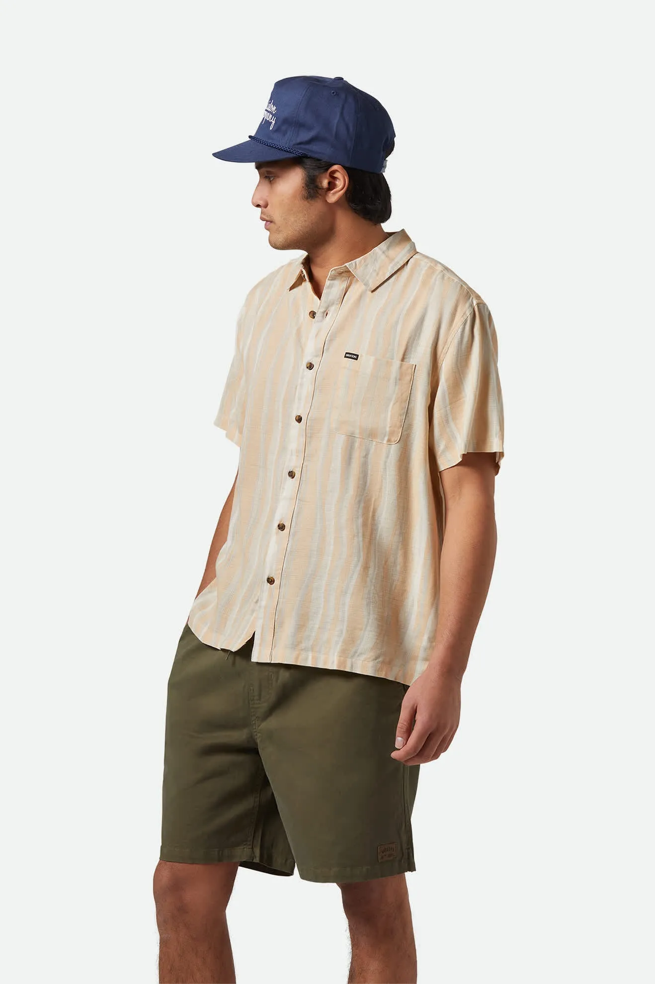 CRU Slub Relaxed S/S Shirt - Hazelnut/Painterly Stripe