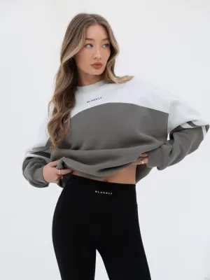 Curved Panel Oversized Sweater - Safari Green