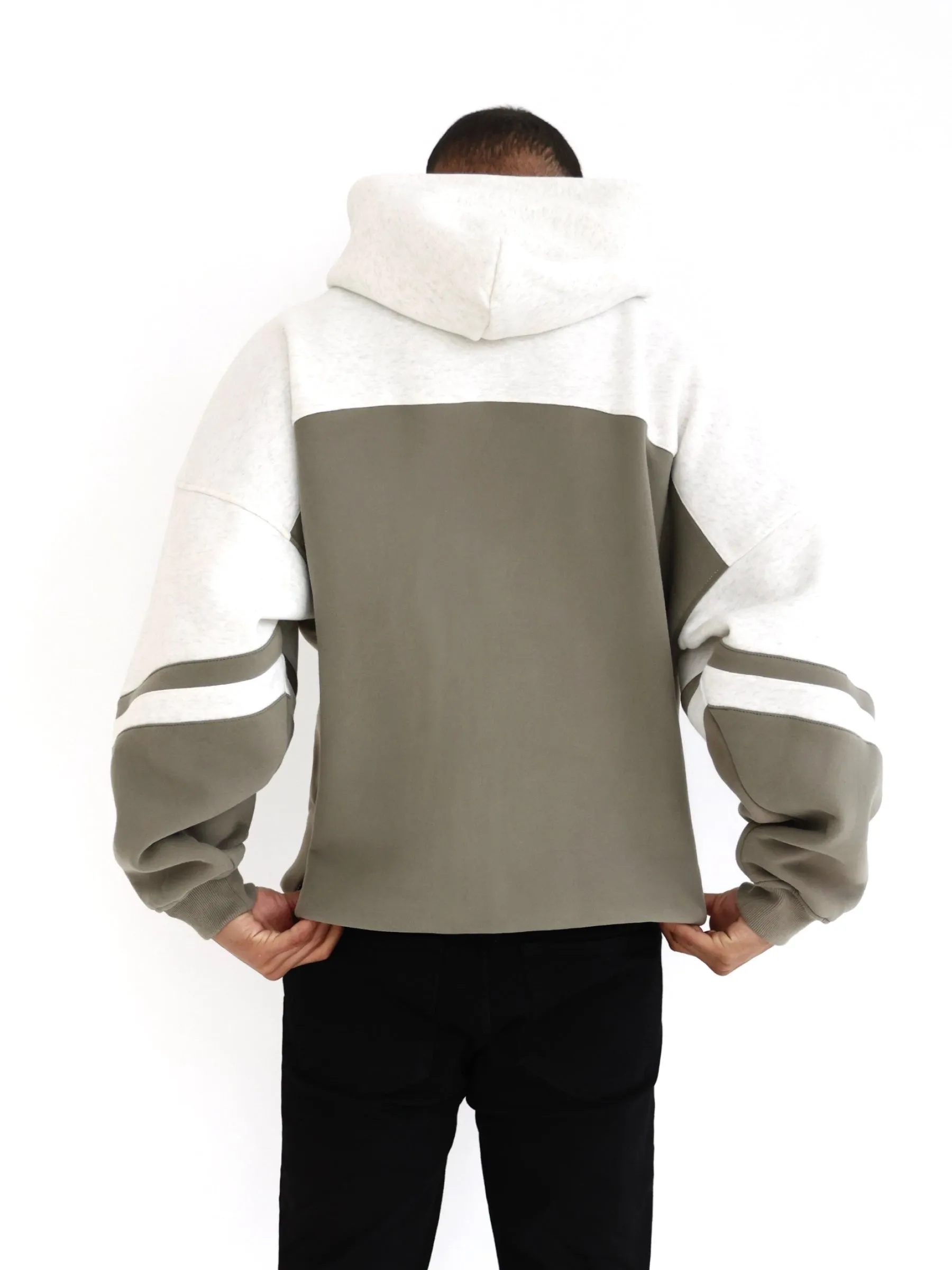 Curved Panel Relaxed Hoodie - Safari Green