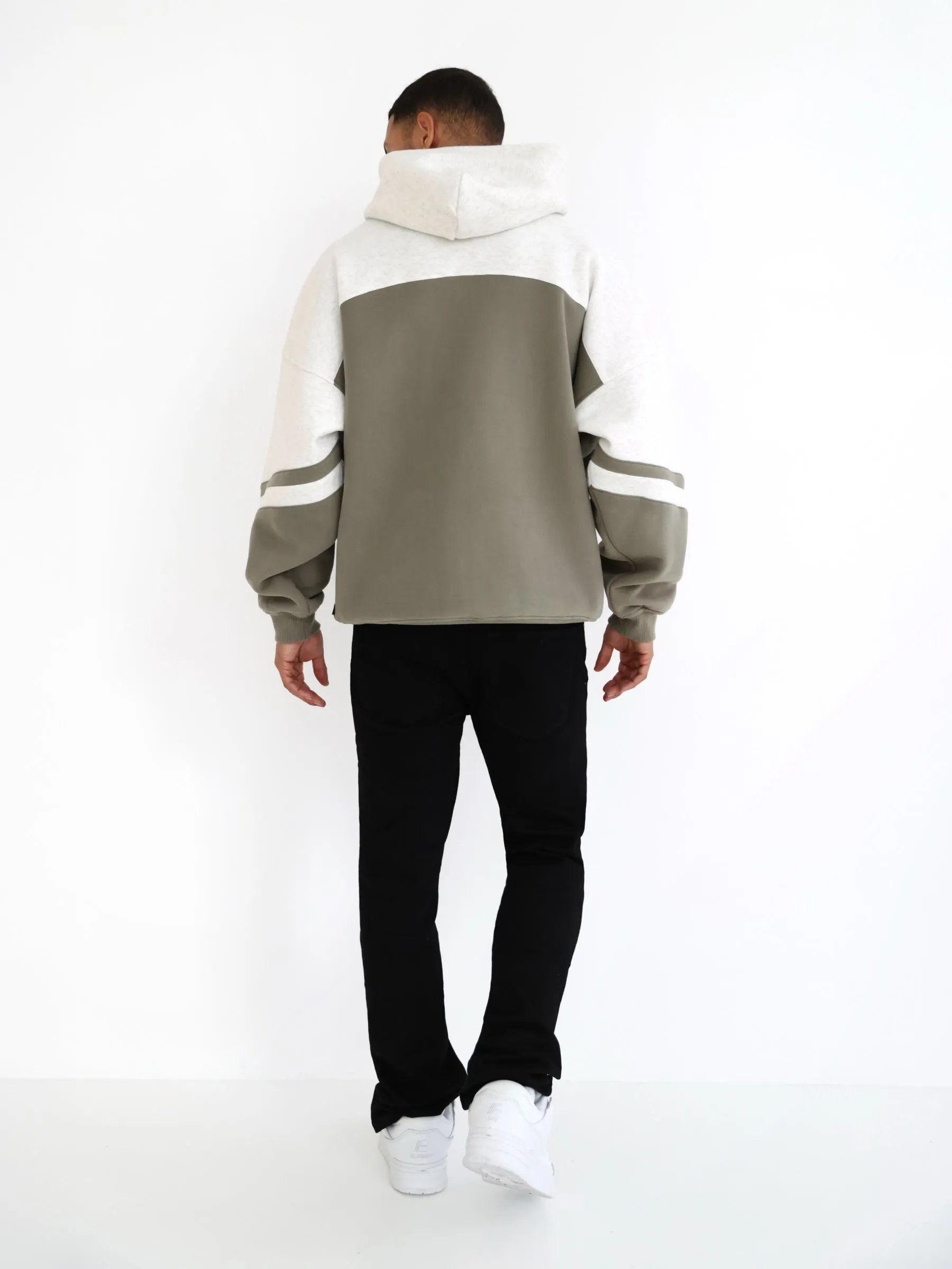 Curved Panel Relaxed Hoodie - Safari Green