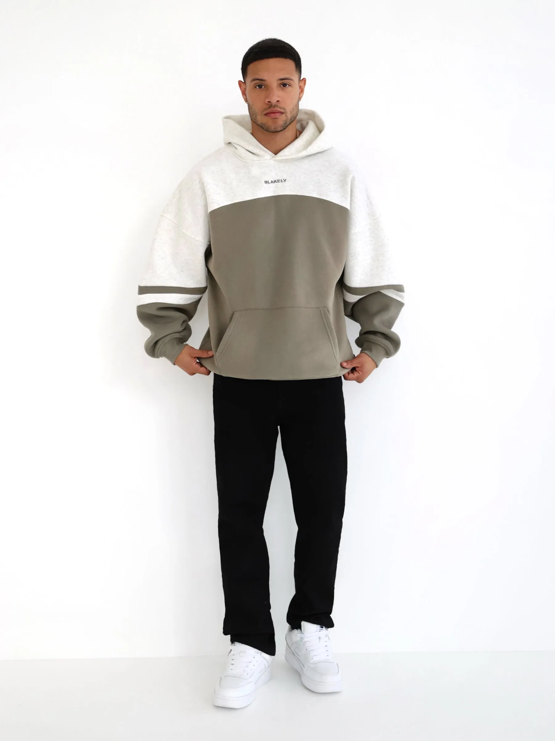 Curved Panel Relaxed Hoodie - Safari Green