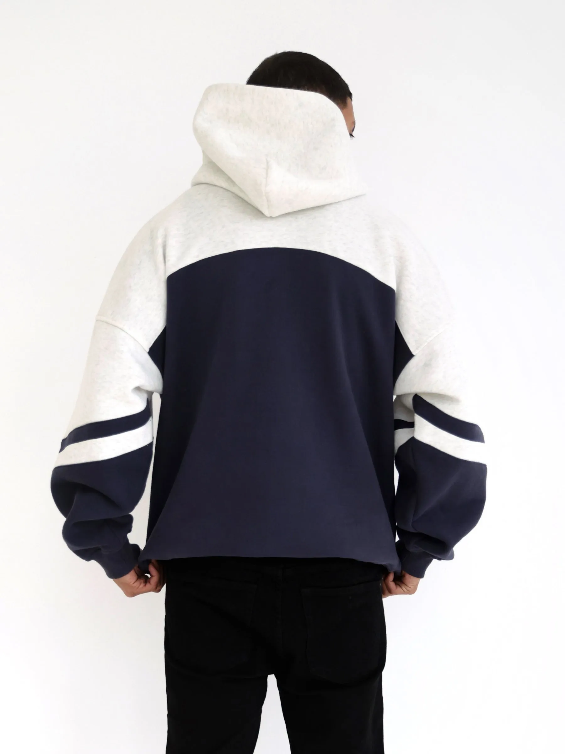 Curved Panel Relaxed Hoodie - True Navy