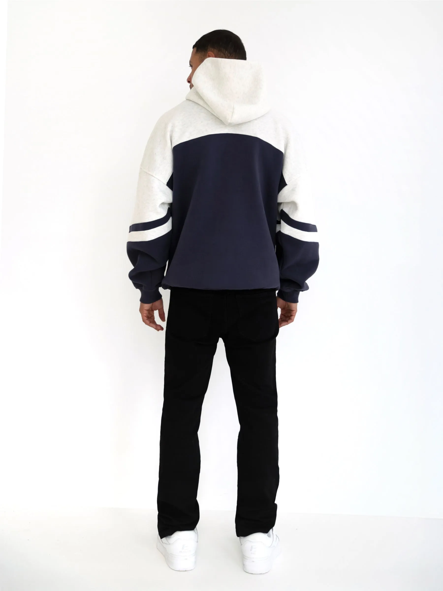 Curved Panel Relaxed Hoodie - True Navy