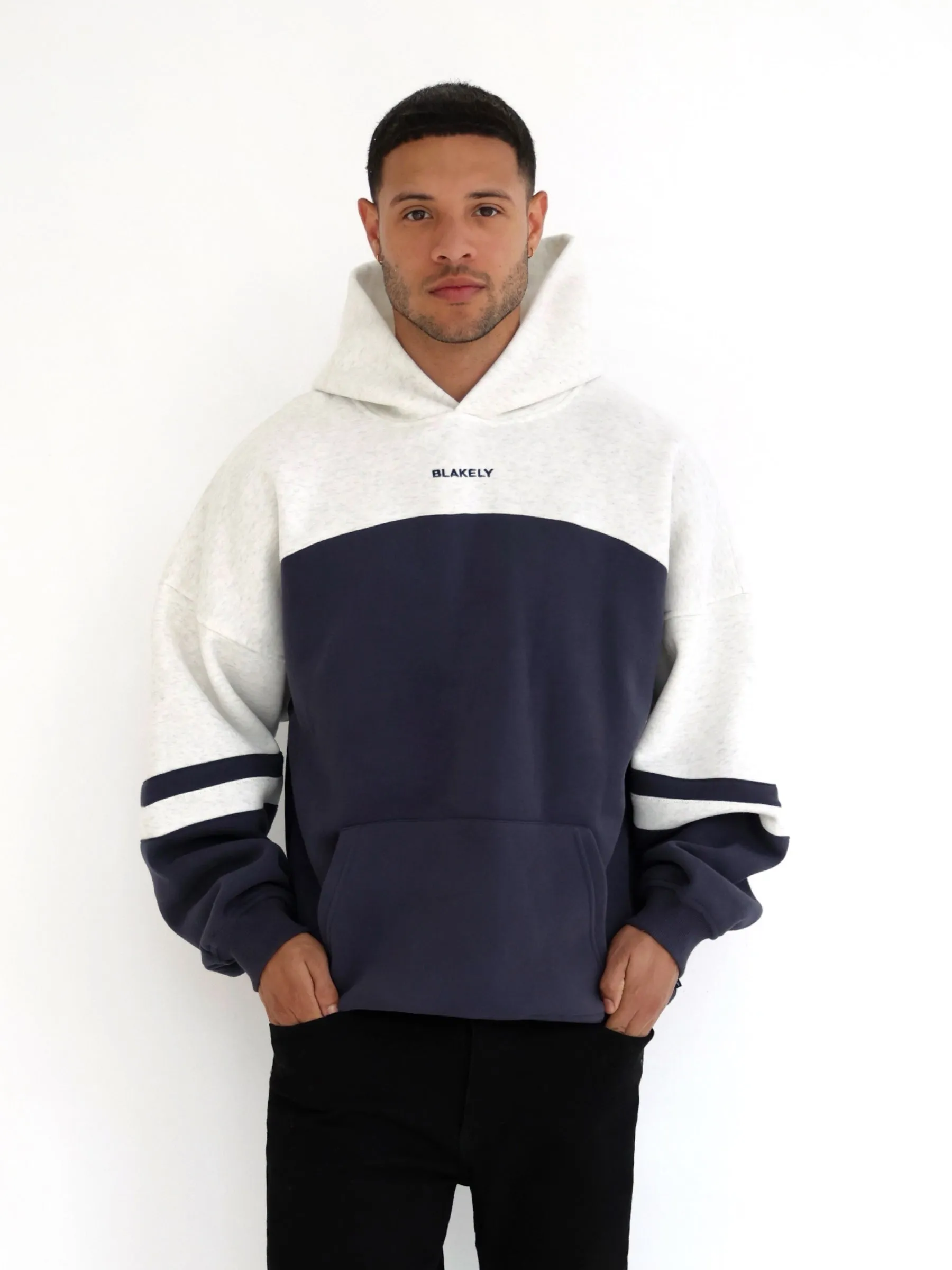 Curved Panel Relaxed Hoodie - True Navy