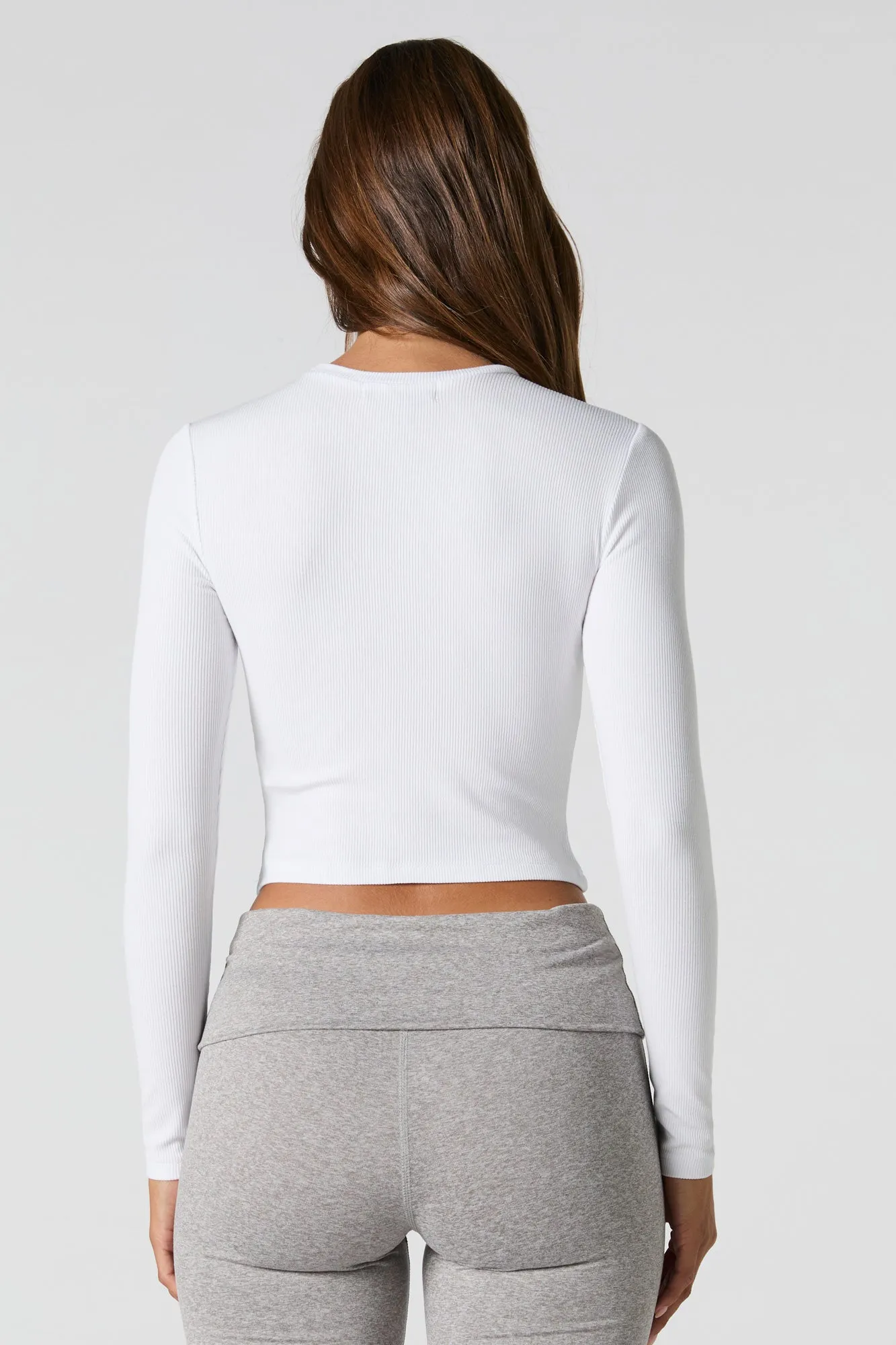 Cute Graphic Ribbed Long Sleeve Top