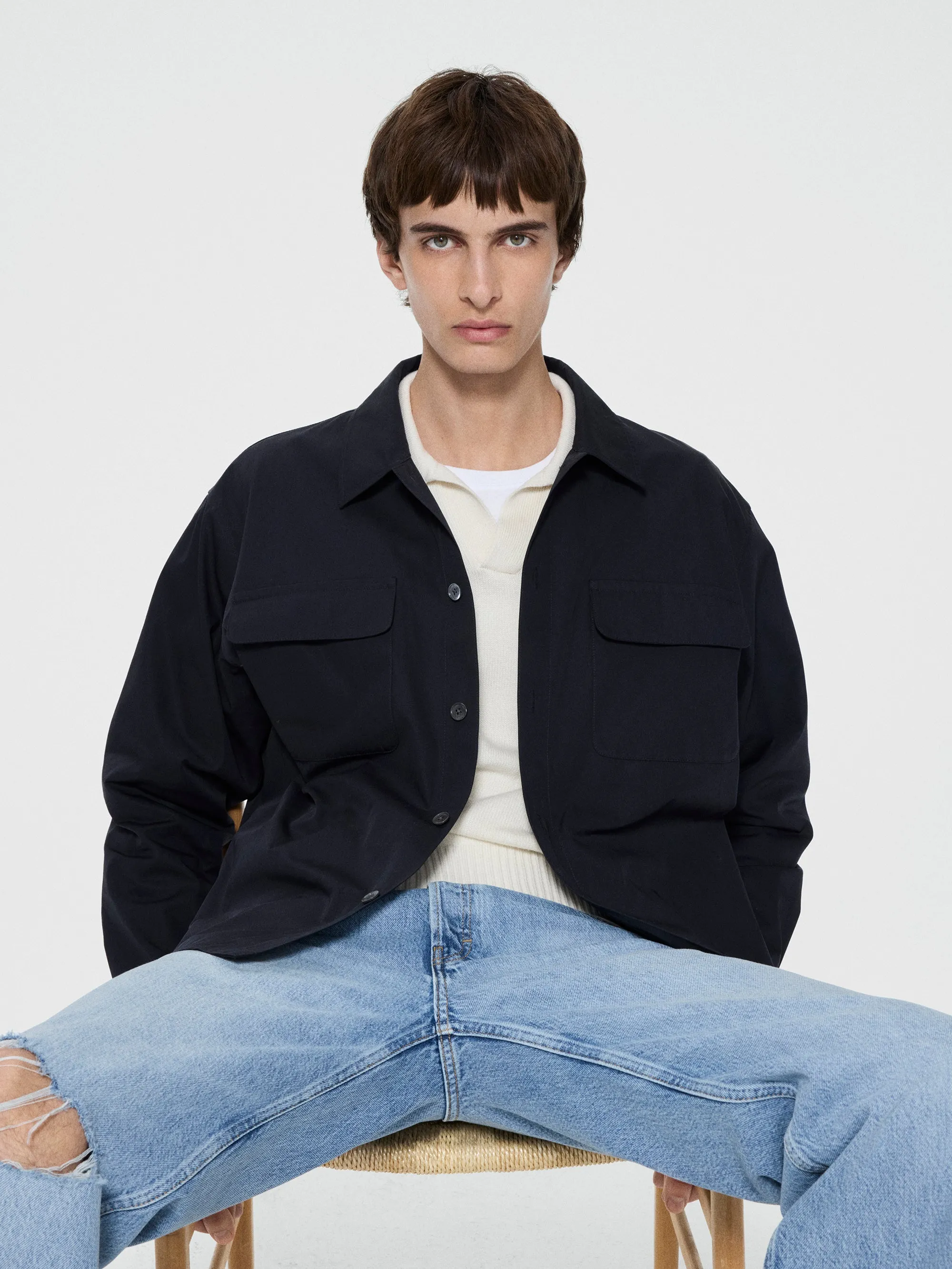 Double Pocket Over Shirt -- Dark Navy