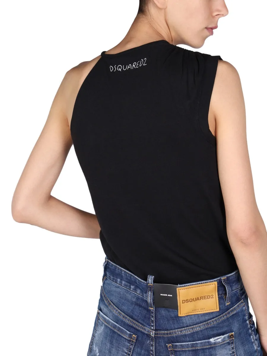 Dsquared2 Logo Detailed One-Shoulder Top