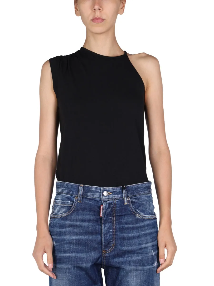 Dsquared2 Logo Detailed One-Shoulder Top