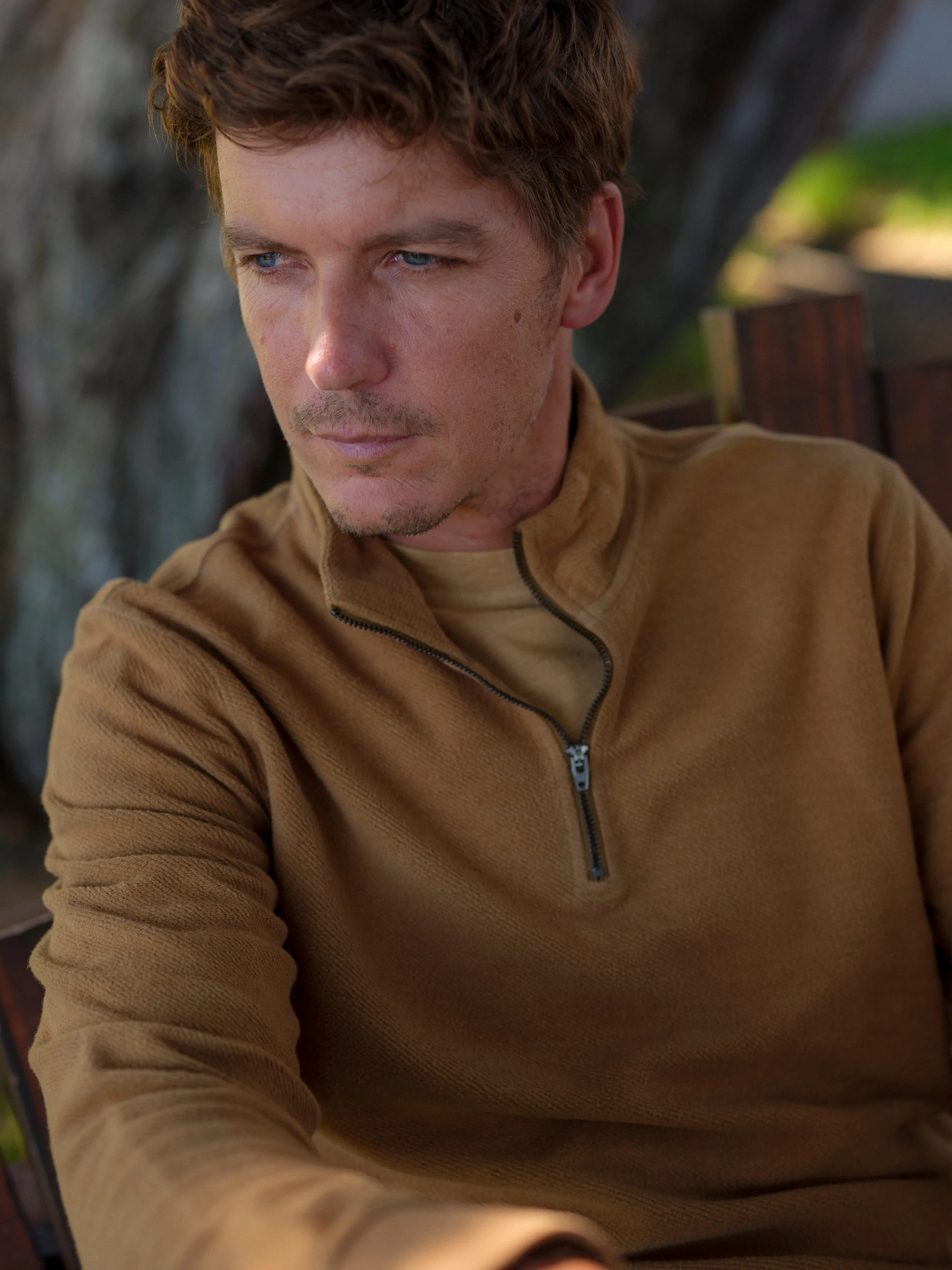 Dunlop Reverse 1/4 Zip - Tea Brown