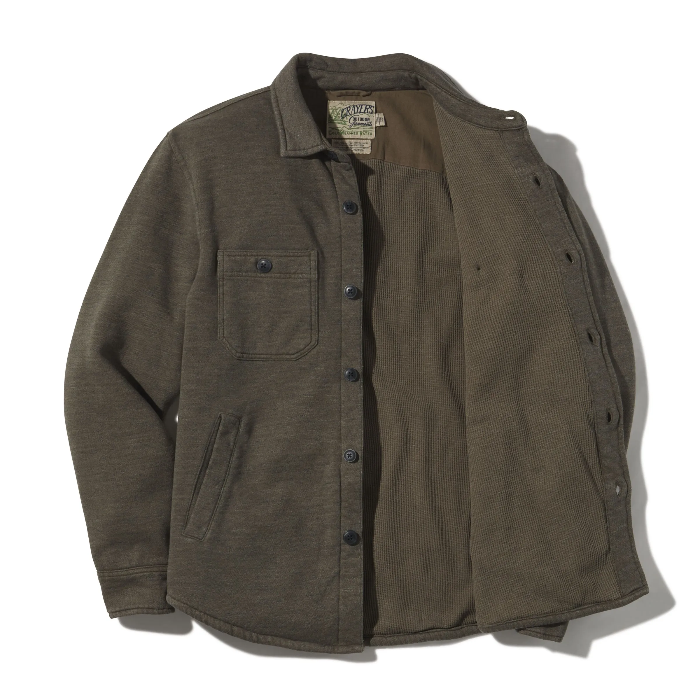 Dunlop Waffle Lined Shirt Jacket - Olive (Final Sale)