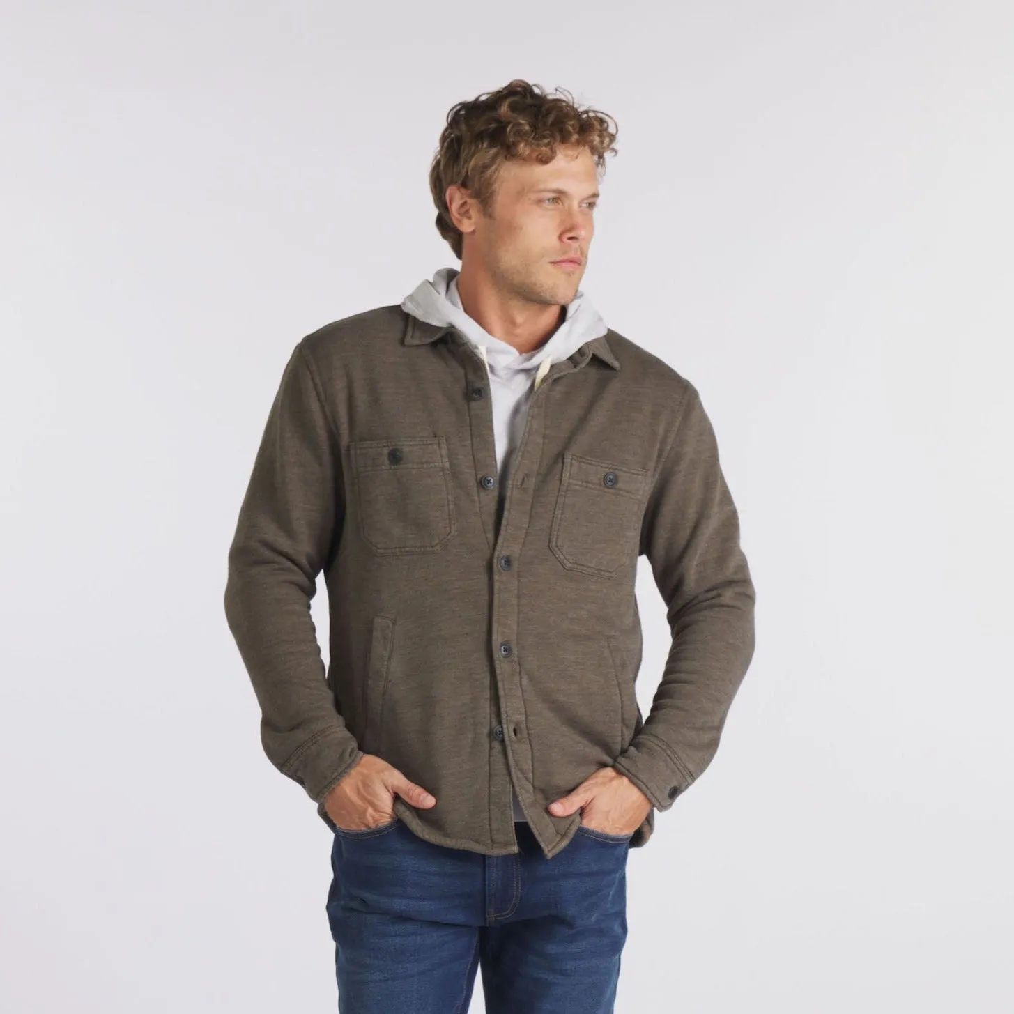 Dunlop Waffle Lined Shirt Jacket - Olive (Final Sale)
