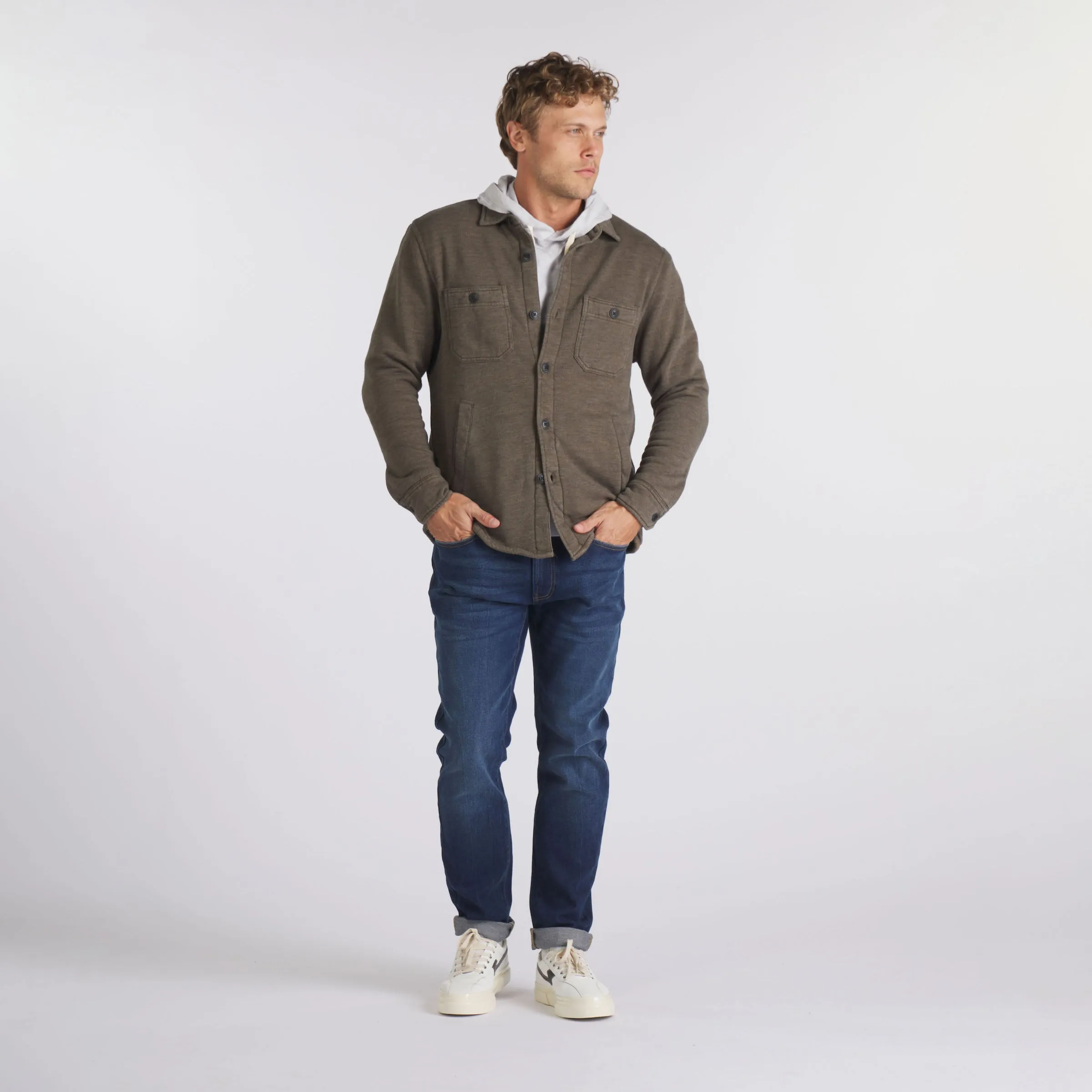 Dunlop Waffle Lined Shirt Jacket - Olive (Final Sale)