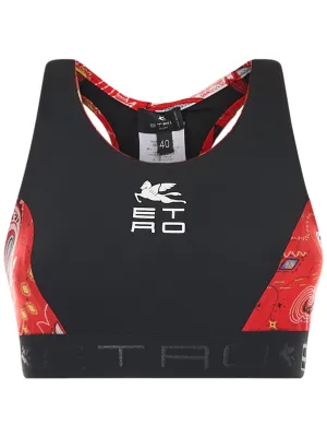 Etro Logo Print Paisley Detailed Sports Bra