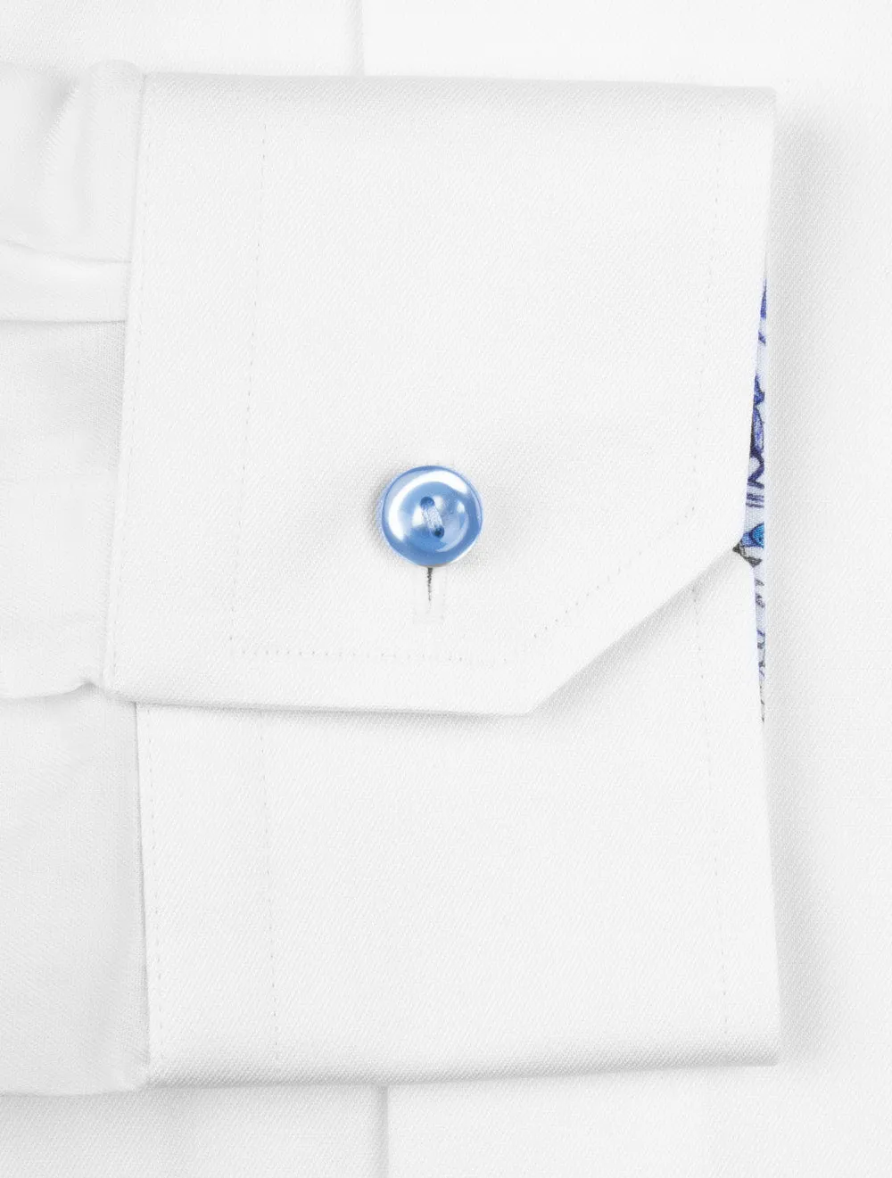 Flower Inlay Contemporary Shirt White