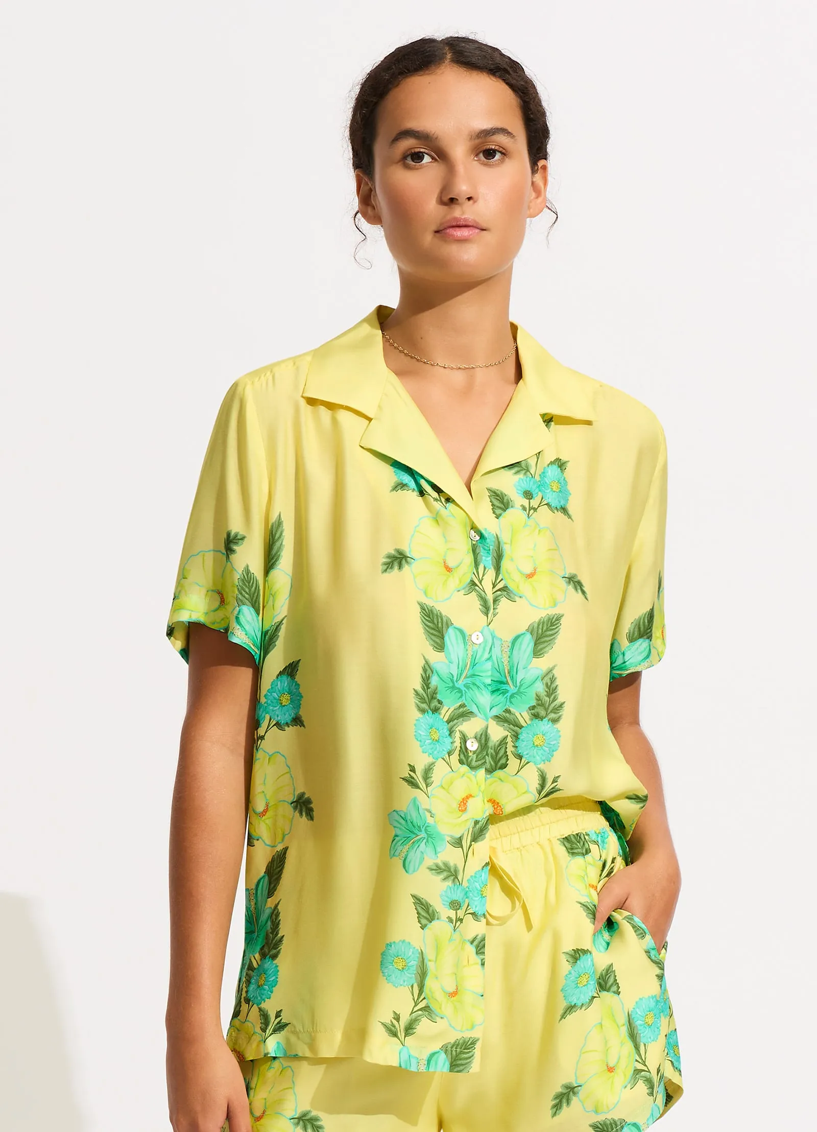 Garden Party Short Sleeve Shirt - Lime Light