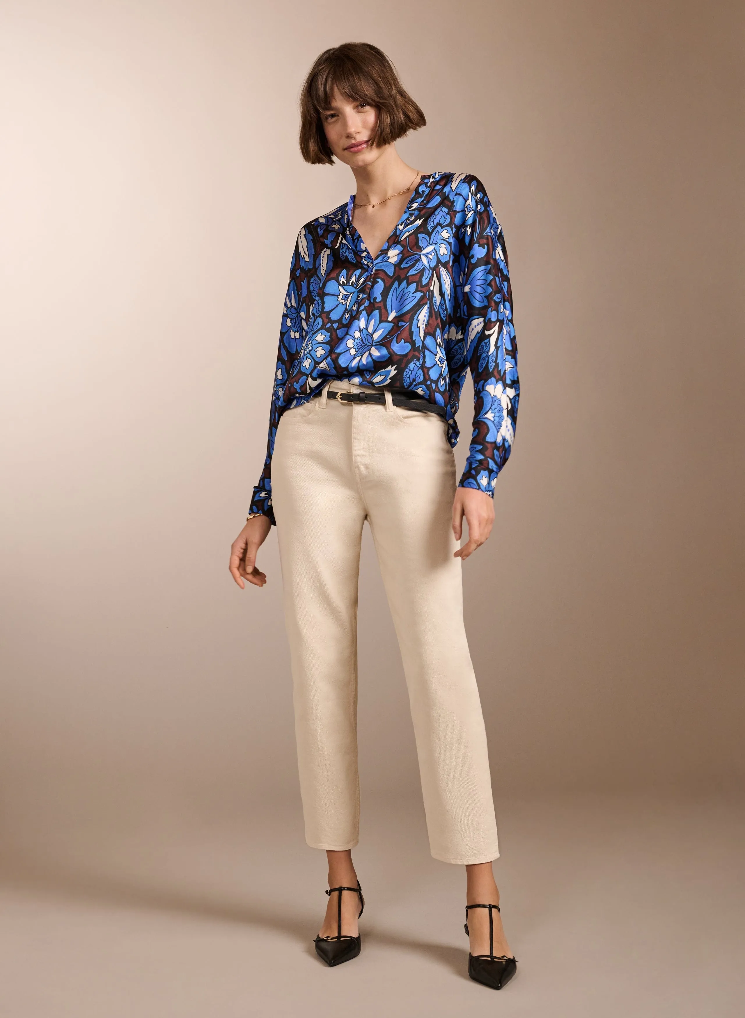 Gloria LENZING™ ECOVERO™ Recycled Blouse | Blue Floral Saraca