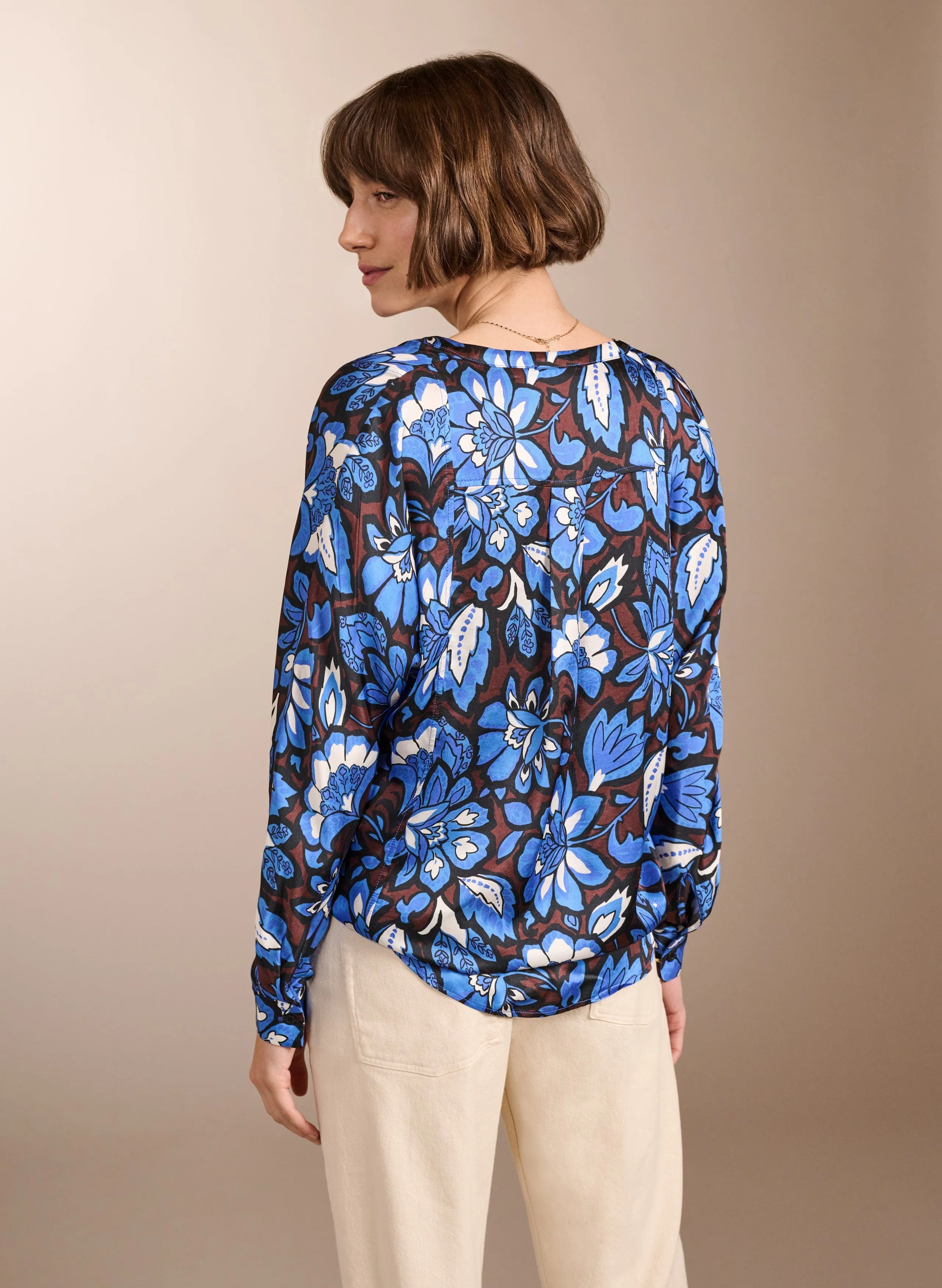 Gloria LENZING™ ECOVERO™ Recycled Blouse | Blue Floral Saraca