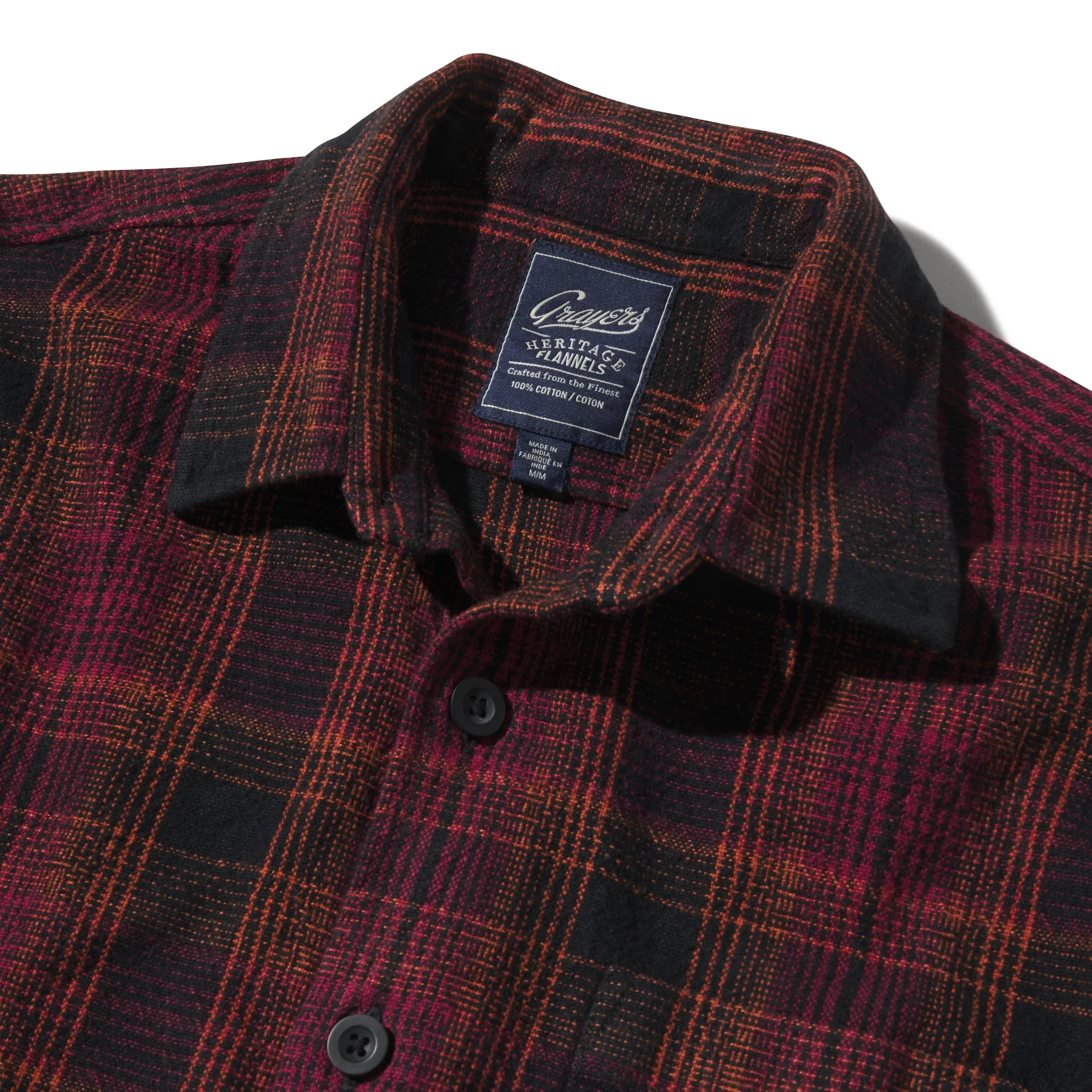 Heavy Casement Flannel Shirt - Black Burgundy Orange (Final Sale)*