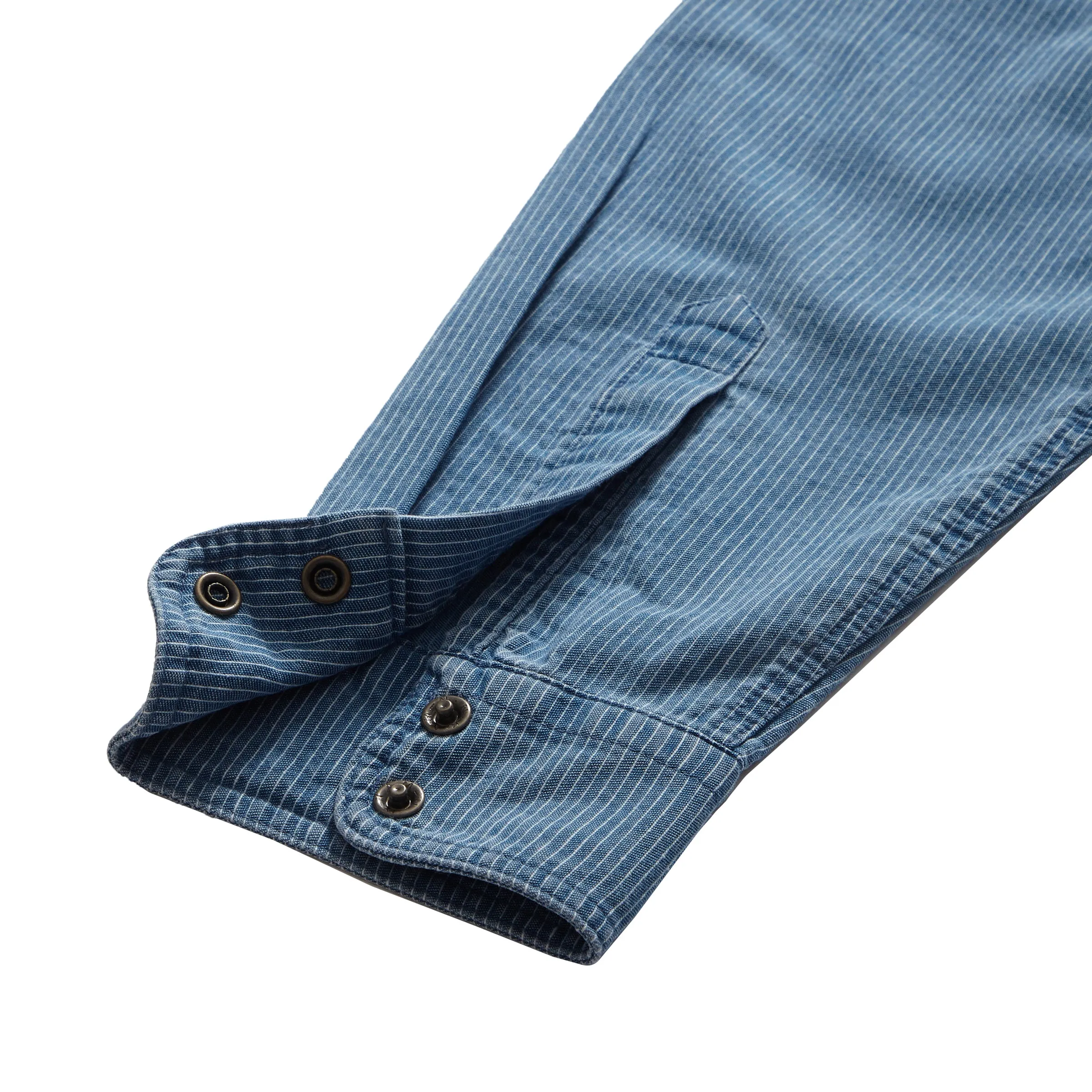 Hickory Stripe Western Shirt - Faded Indigo