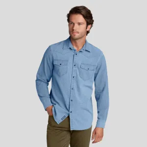 Hickory Stripe Western Shirt - Faded Indigo