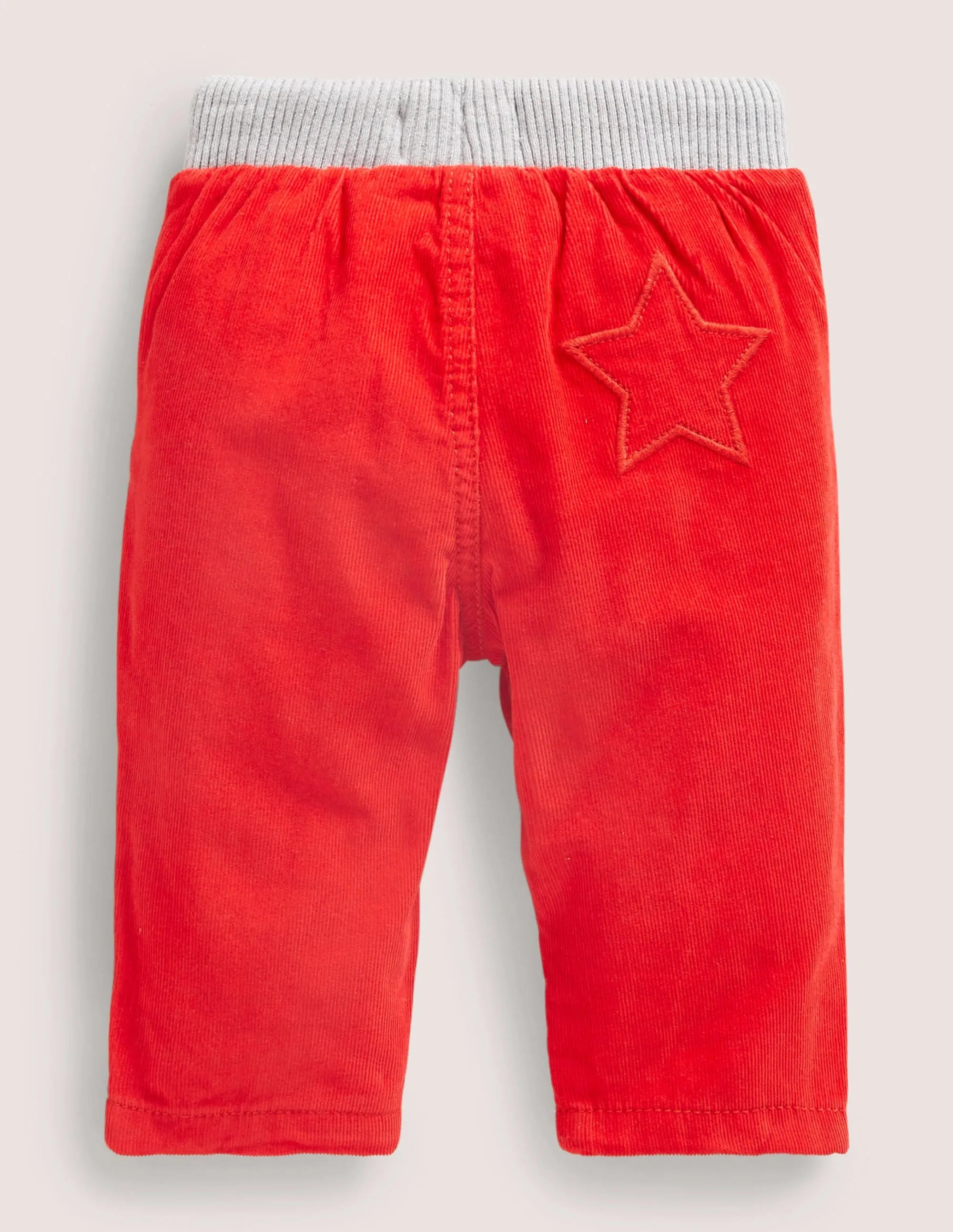 Jersey-lined Cord Trousers-Fire Red