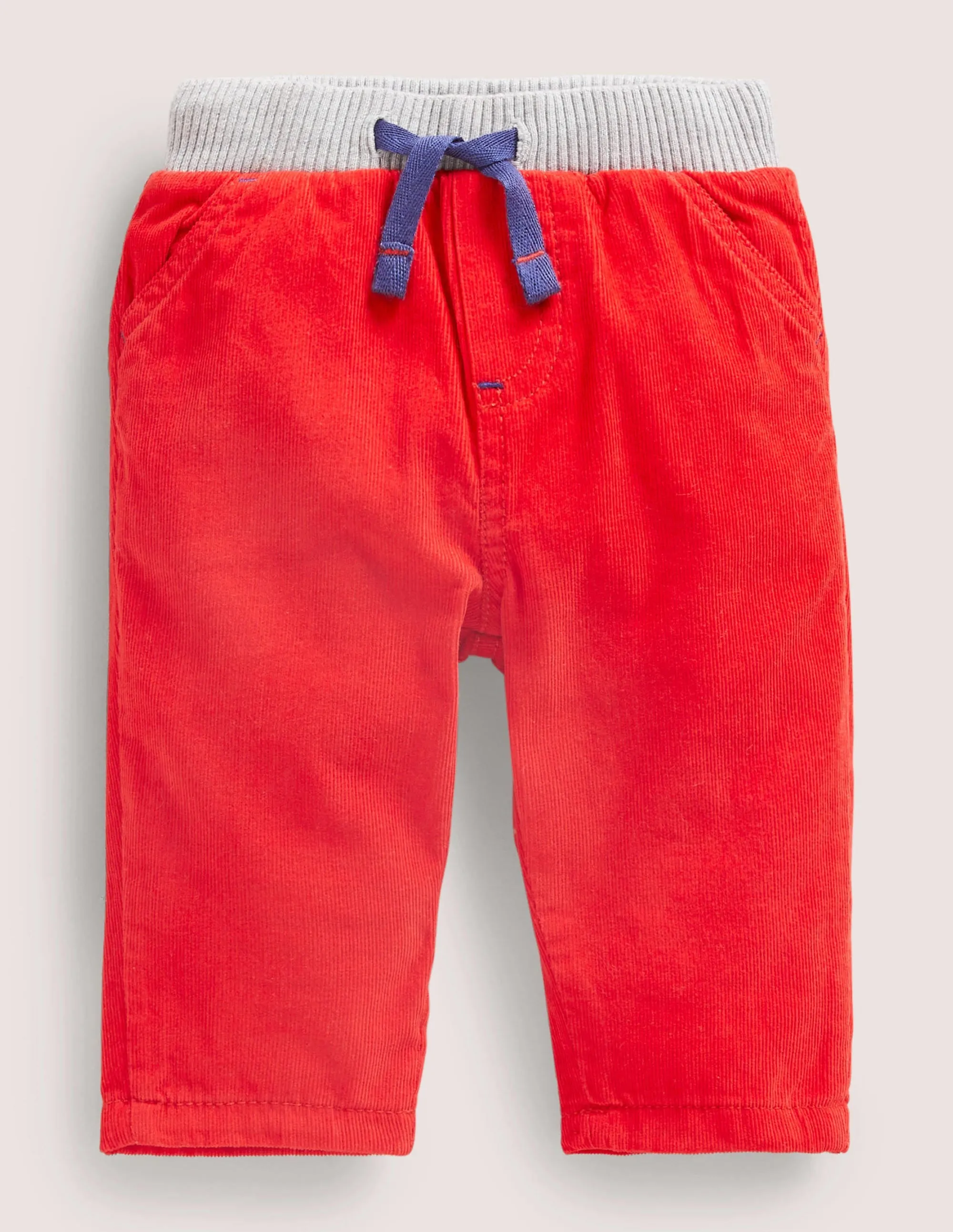Jersey-lined Cord Trousers-Fire Red