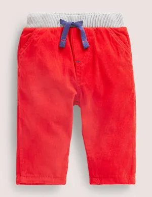 Jersey-lined Cord Trousers-Fire Red