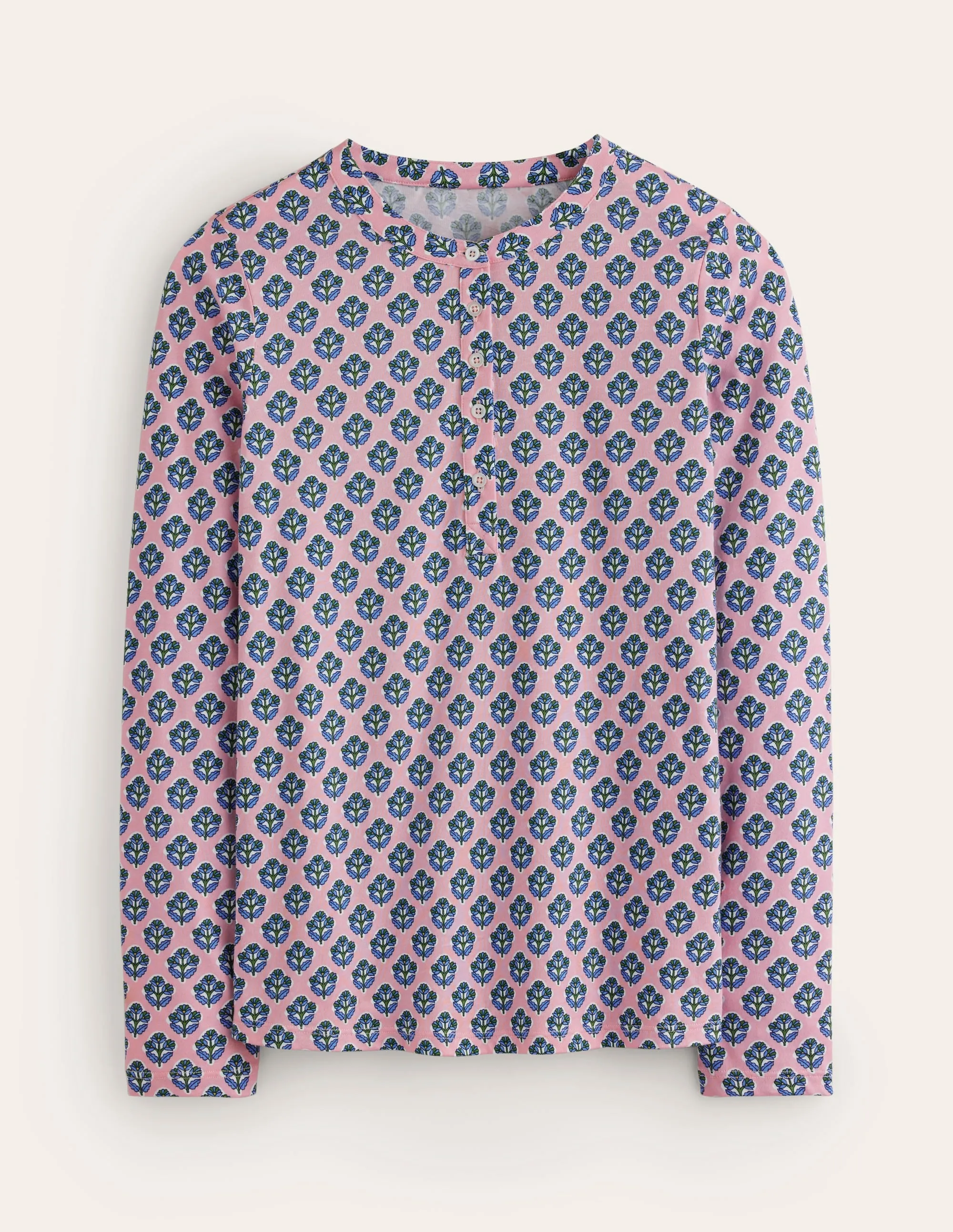 Jersey Pyjama Long Sleeve Top-Quartz, Pome Stamp