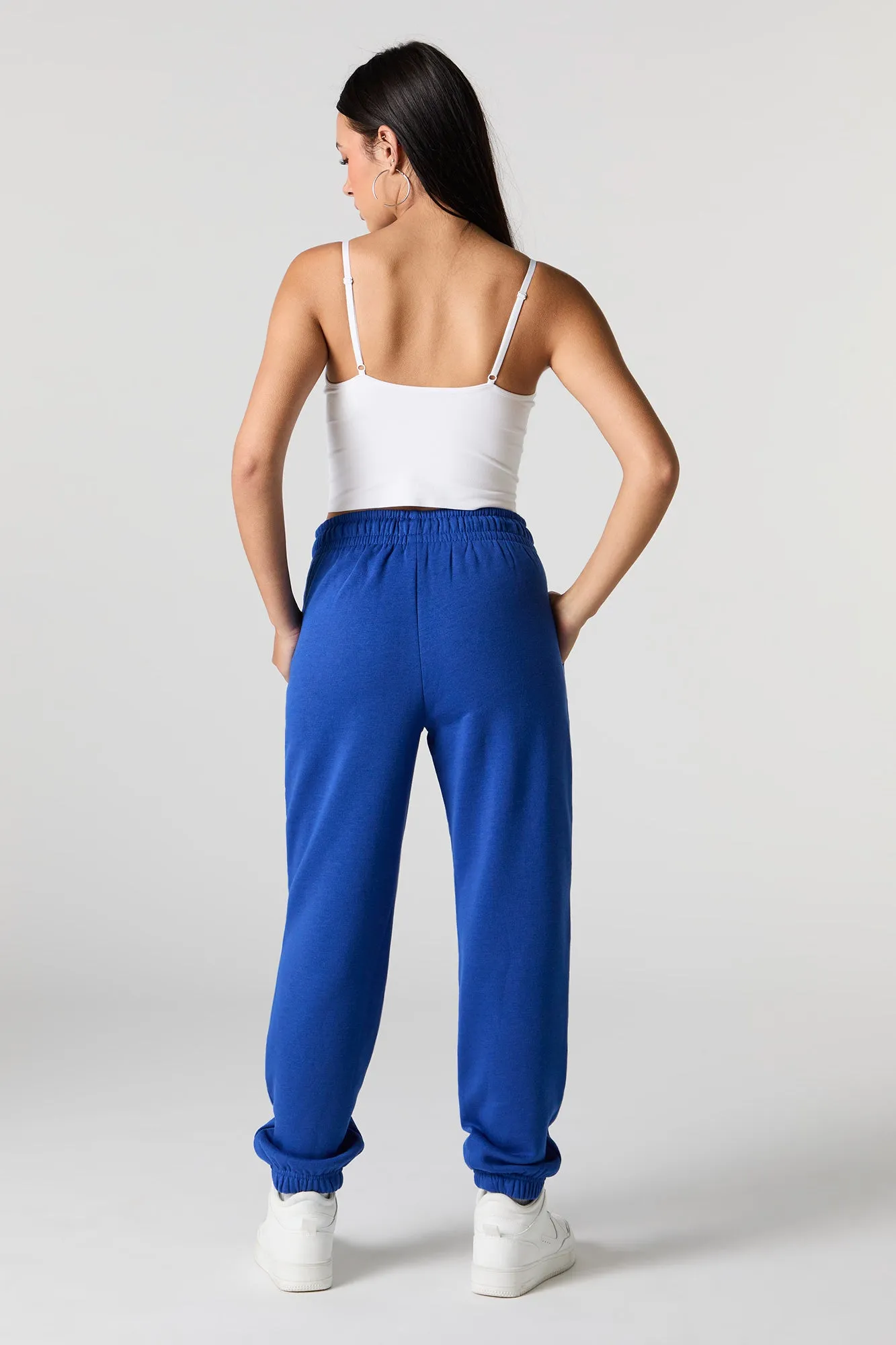 Jogger à taille haute en molleton uni