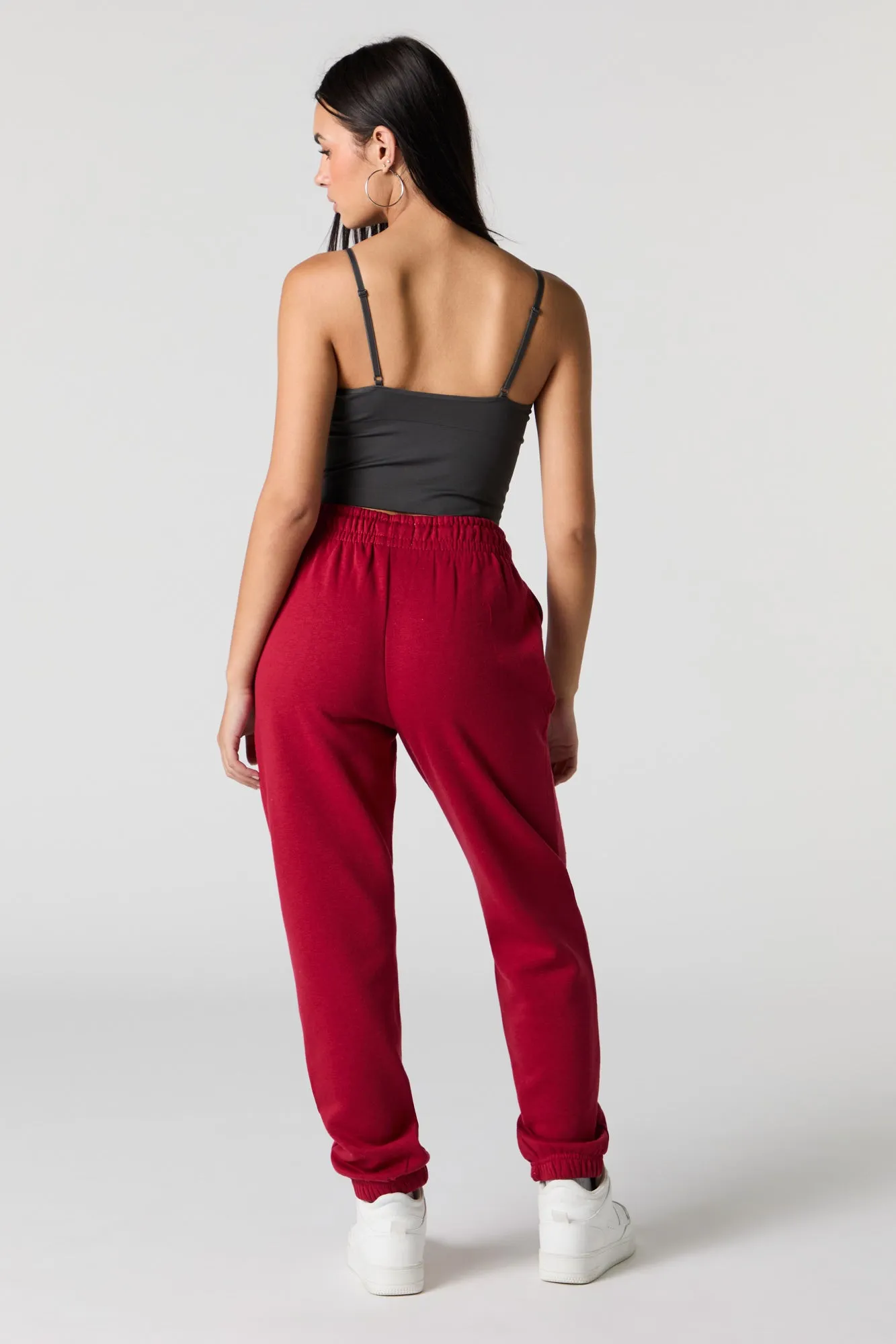 Jogger à taille haute en molleton uni