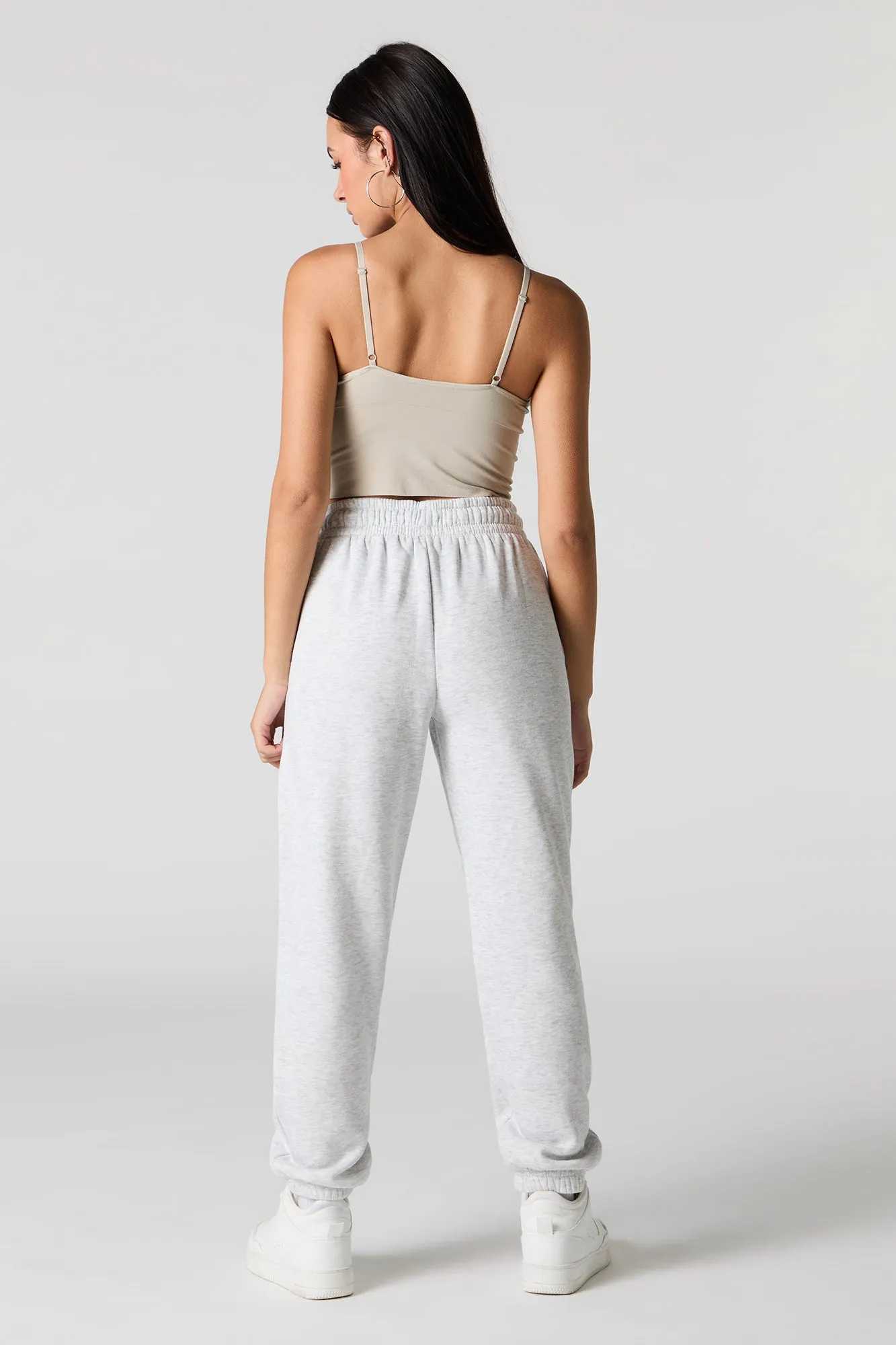 Jogger à taille haute en molleton uni