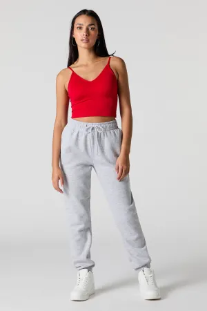 Jogger à taille haute en molleton uni