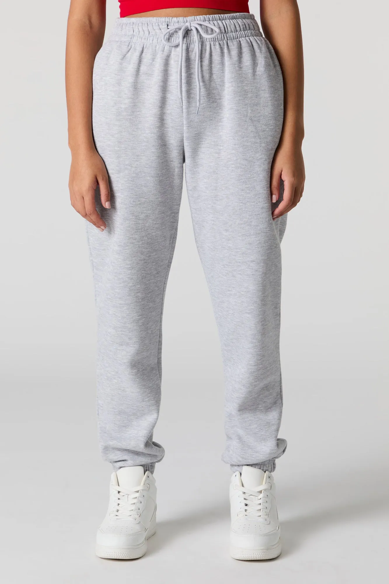 Jogger à taille haute en molleton uni