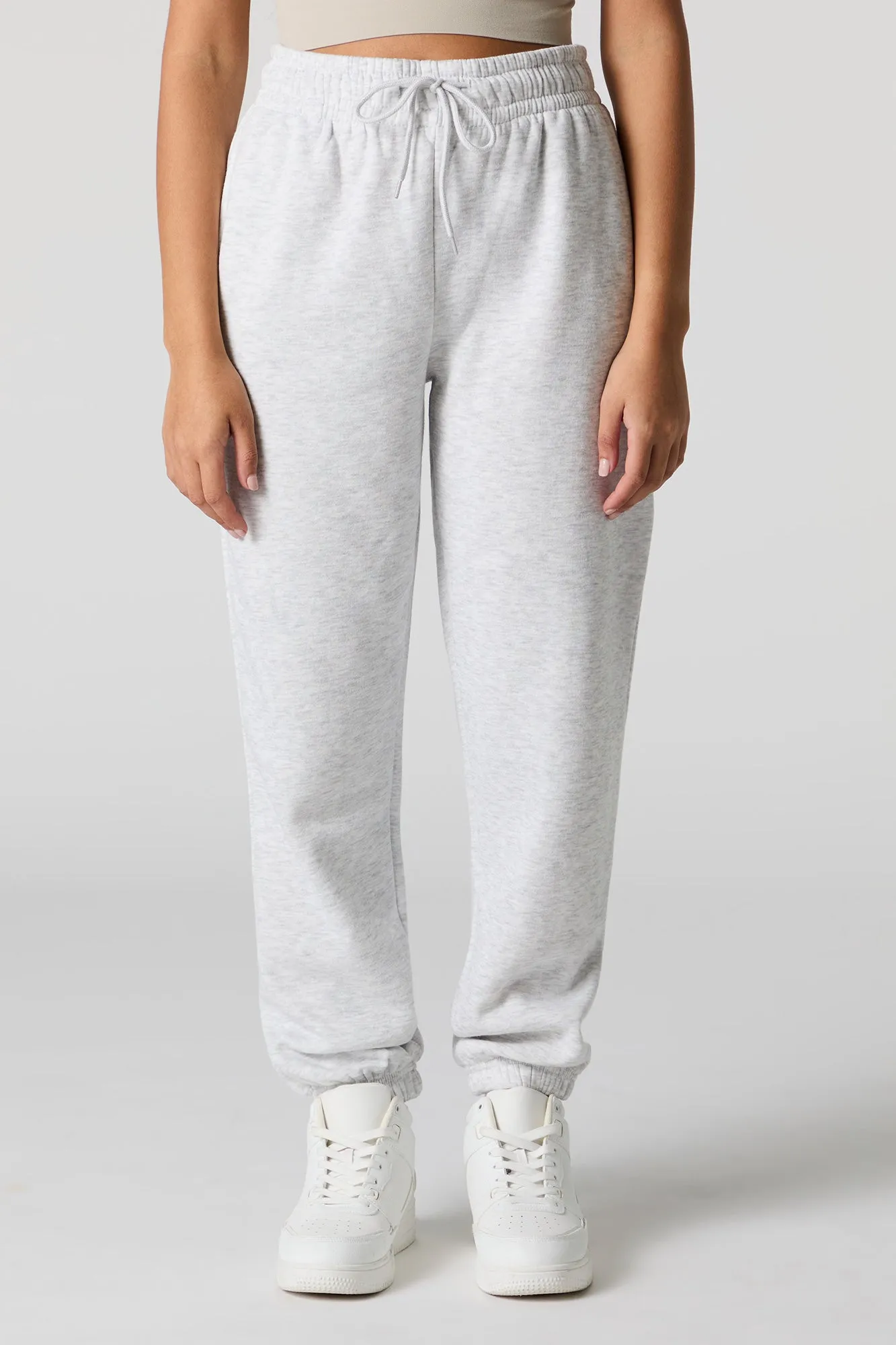 Jogger à taille haute en molleton uni