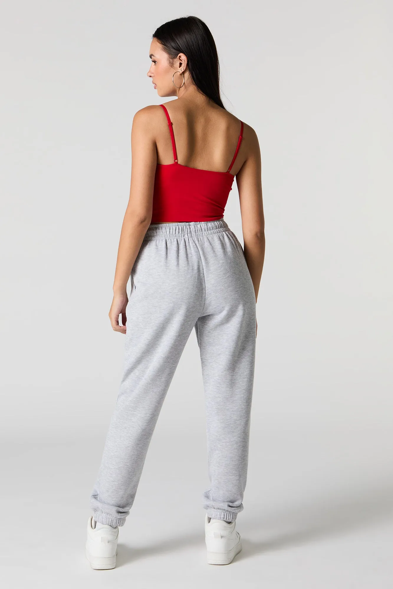 Jogger à taille haute en molleton uni