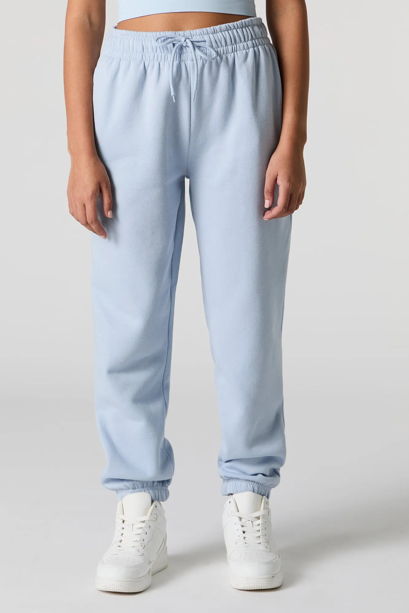 Jogger à taille haute en molleton uni