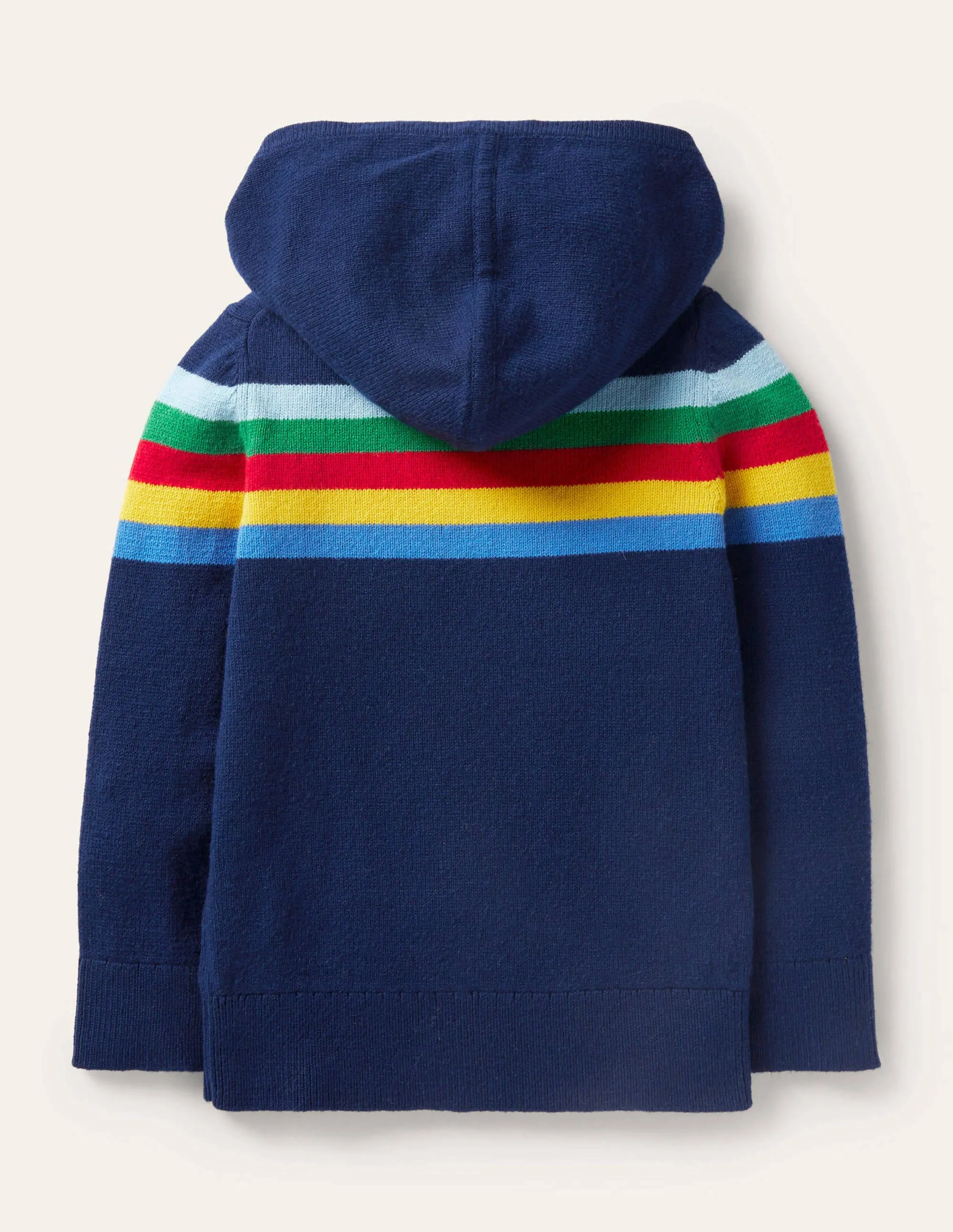 Knitted Hoodie-College Navy/Rainbow