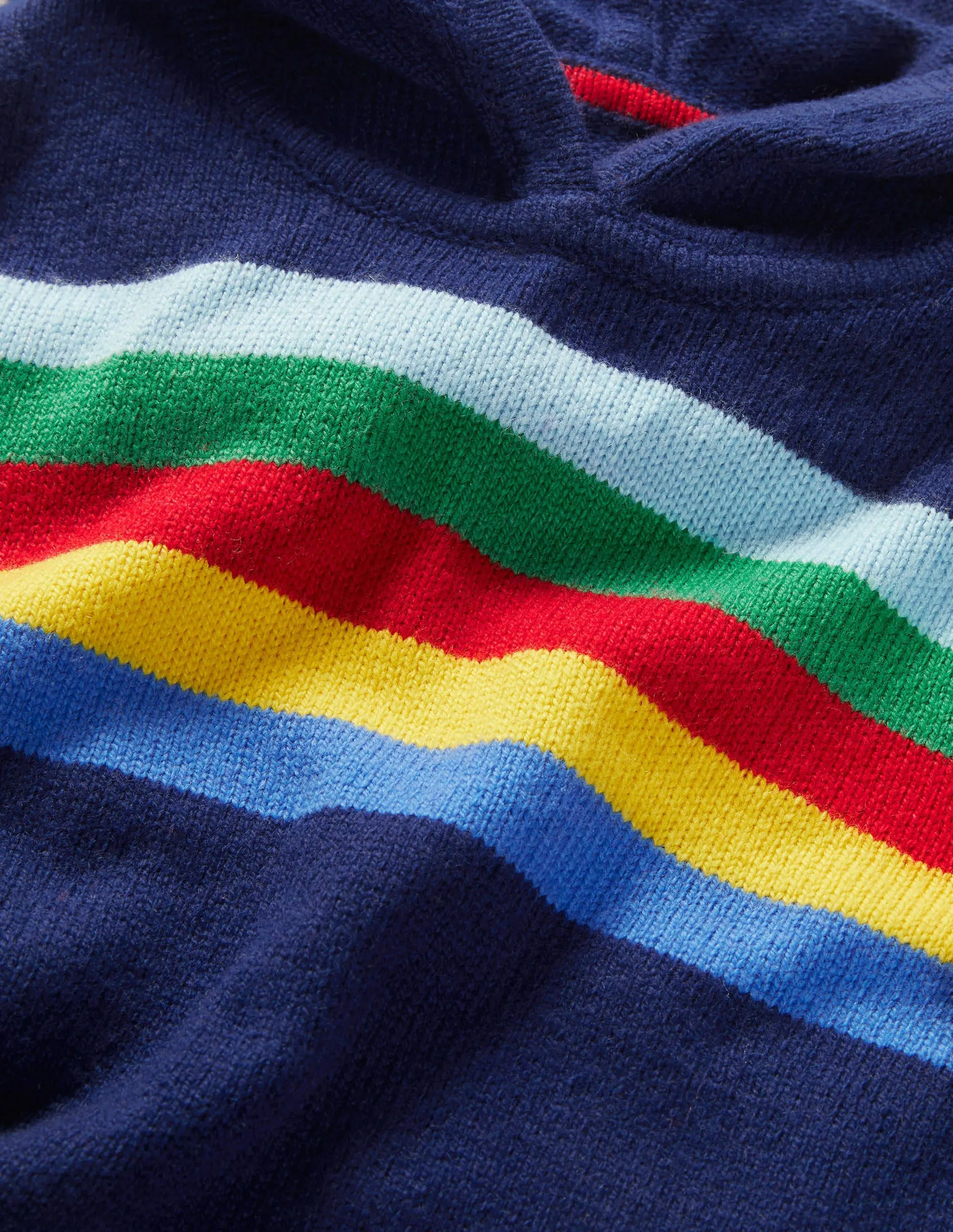 Knitted Hoodie-College Navy/Rainbow
