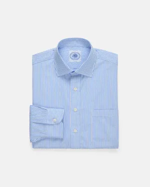 LIGHT BLUE CANDY STRIPE SPREAD COLLAR DRESS SHIRT