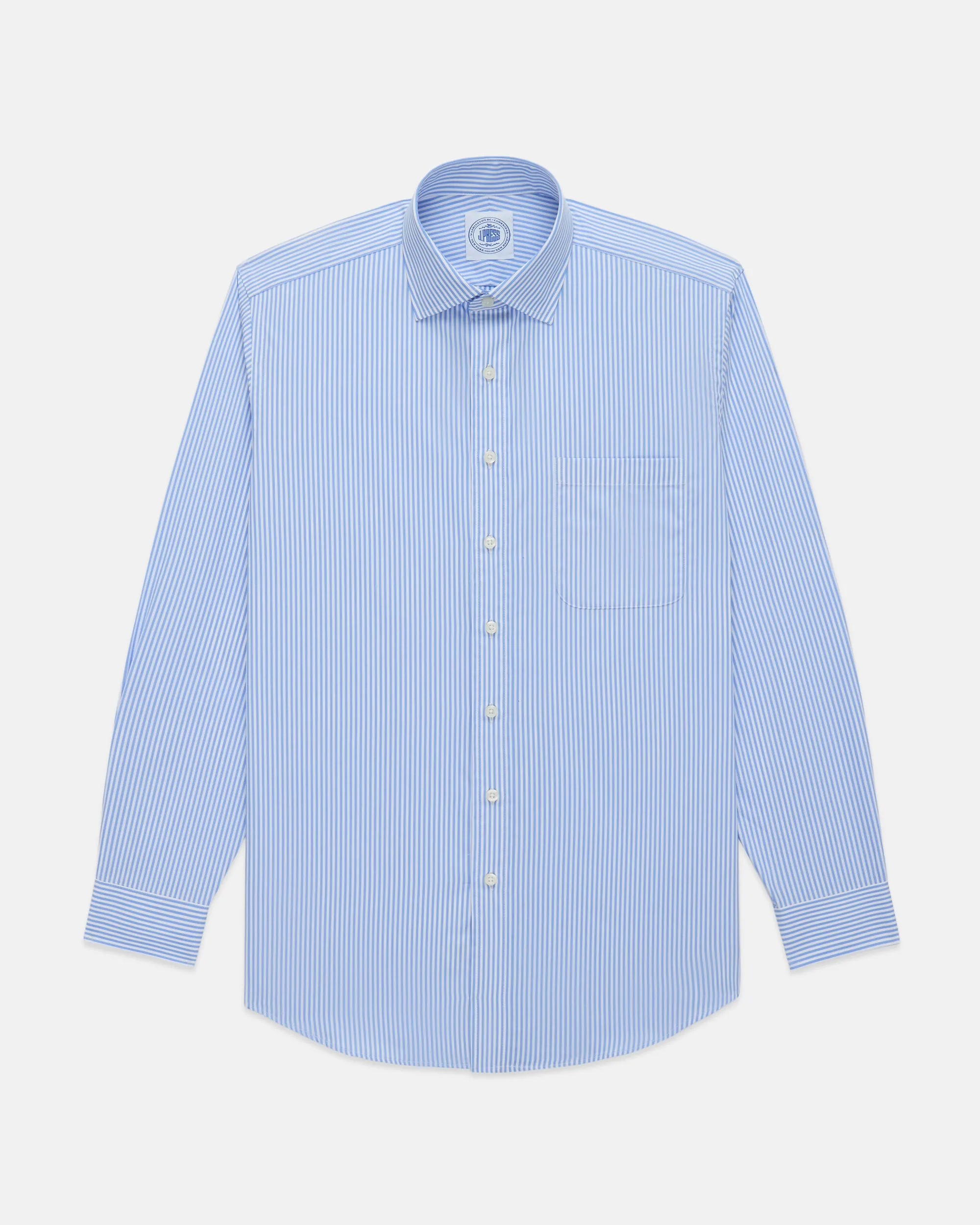 LIGHT BLUE CANDY STRIPE SPREAD COLLAR DRESS SHIRT