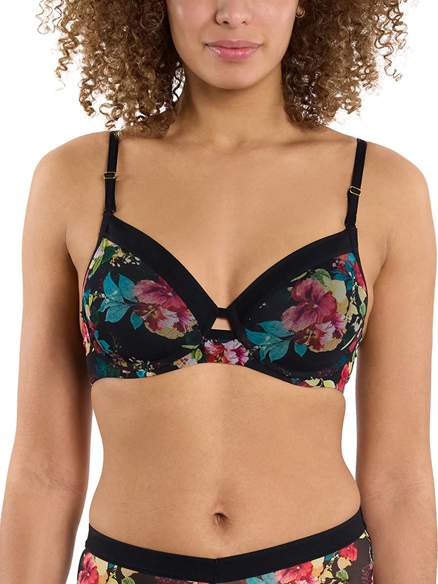 Lined Mesh Plunge Bra Botanic Romantic