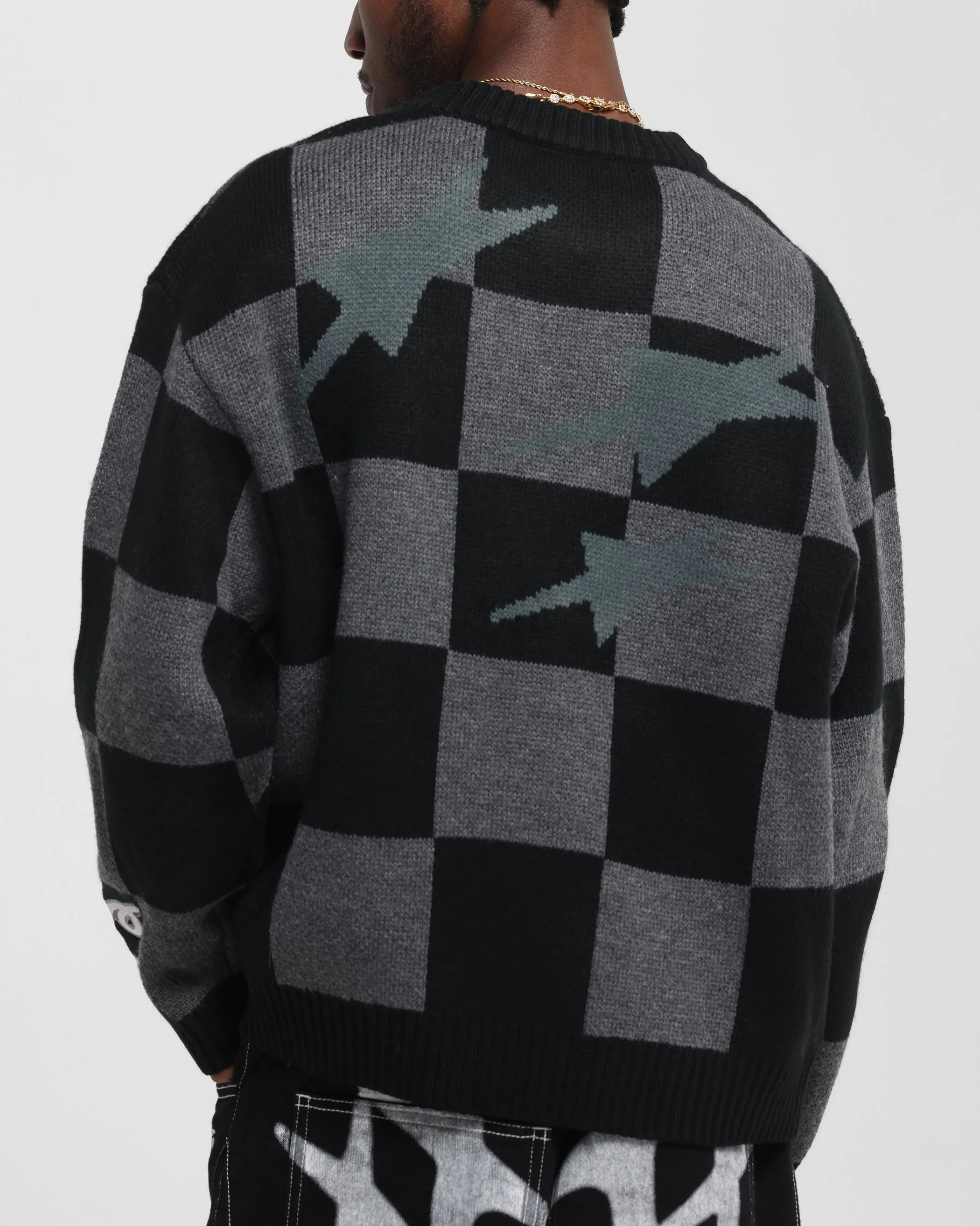Loiter Checker Knit Sweater Black/Grey