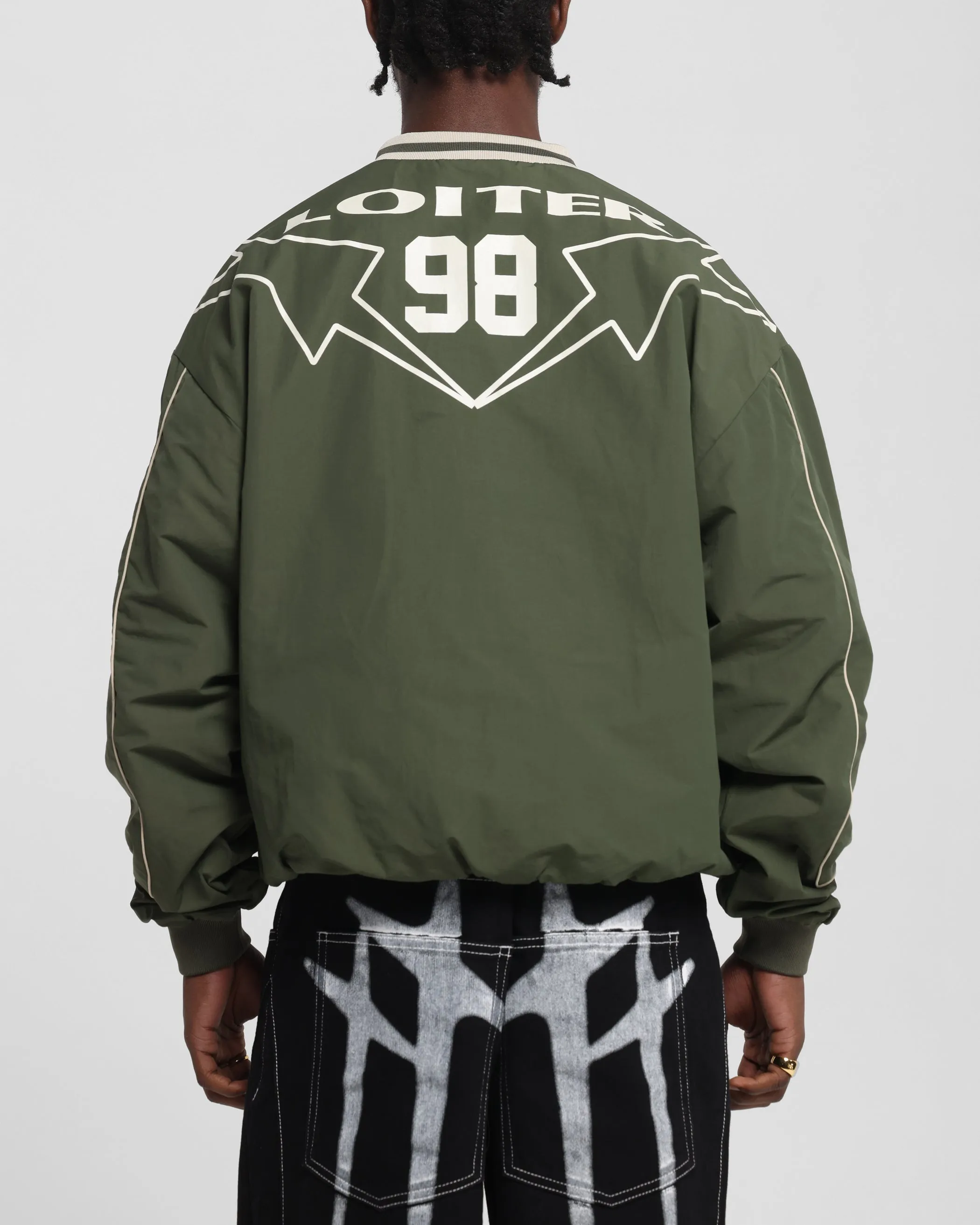 Loiter Racer Nylon Jersey Crewneck Dark Green