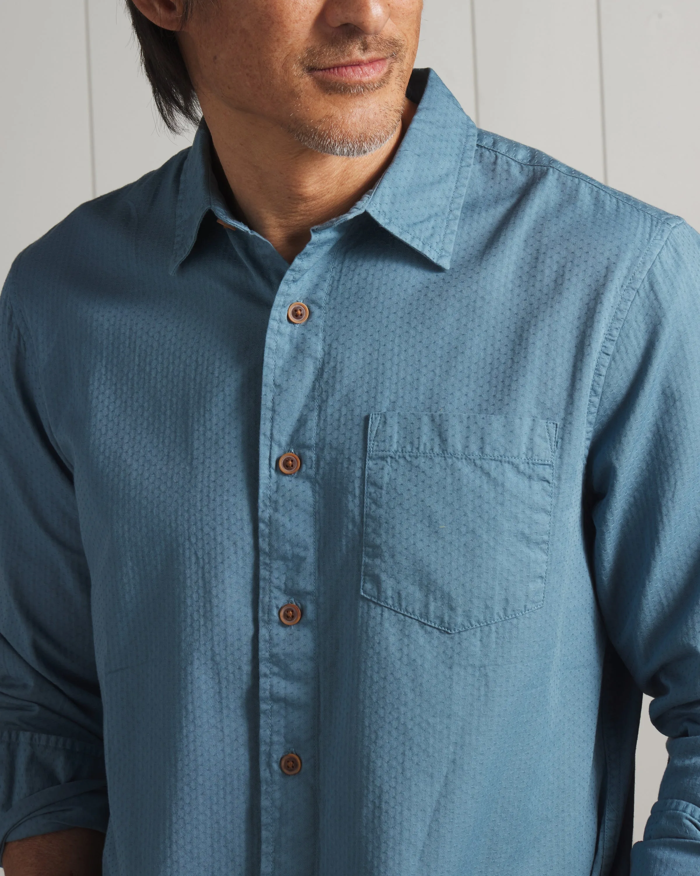 Lorenzo Dobby Weave Shirt - Blue Stone