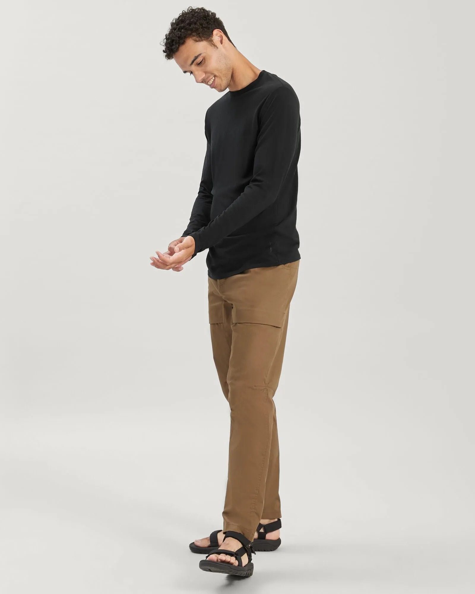 Men's 100% Merino Long Sleeve Crew Top - Black