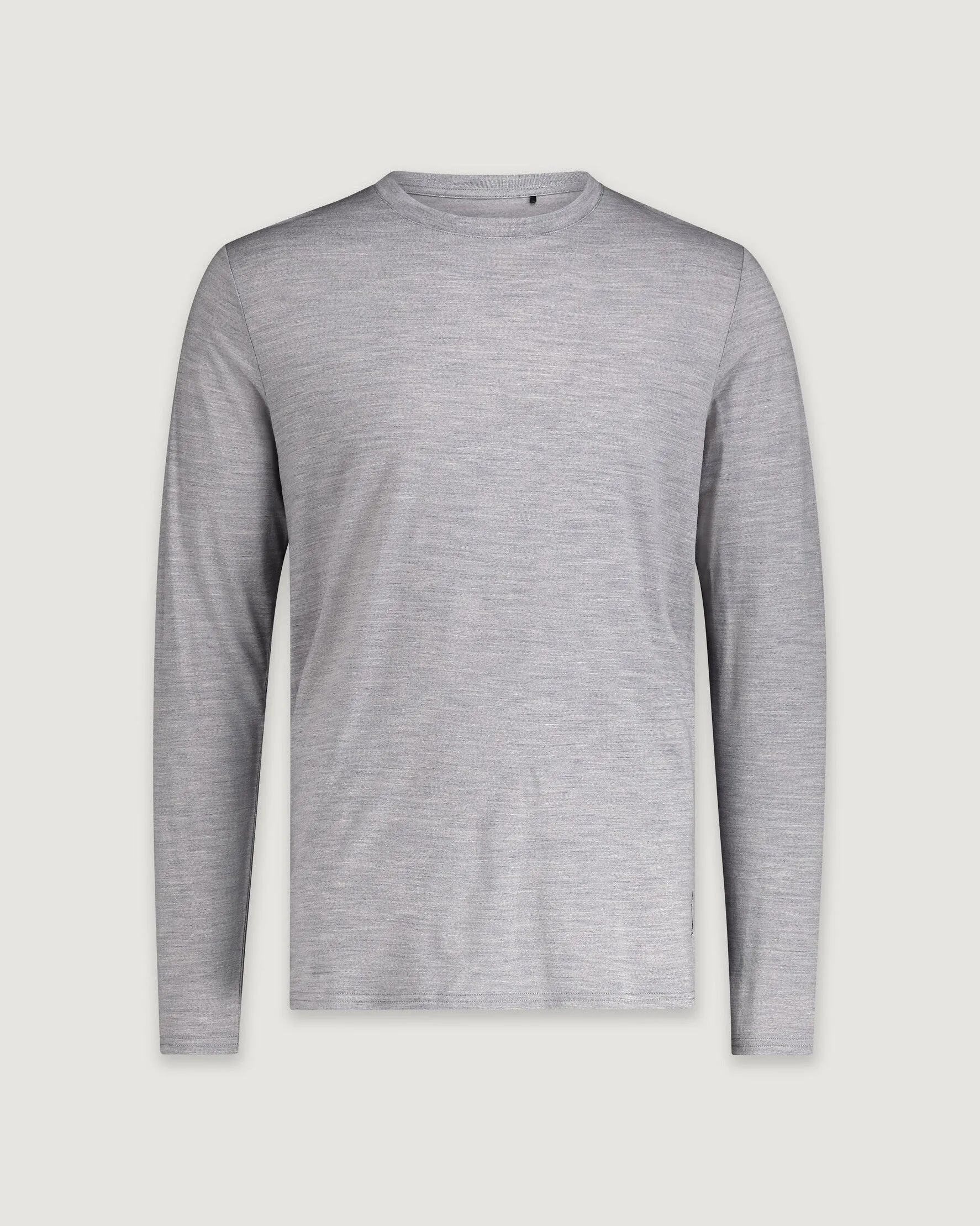 Men's 100% Merino Long Sleeve Crew Top - Mid Grey Marle