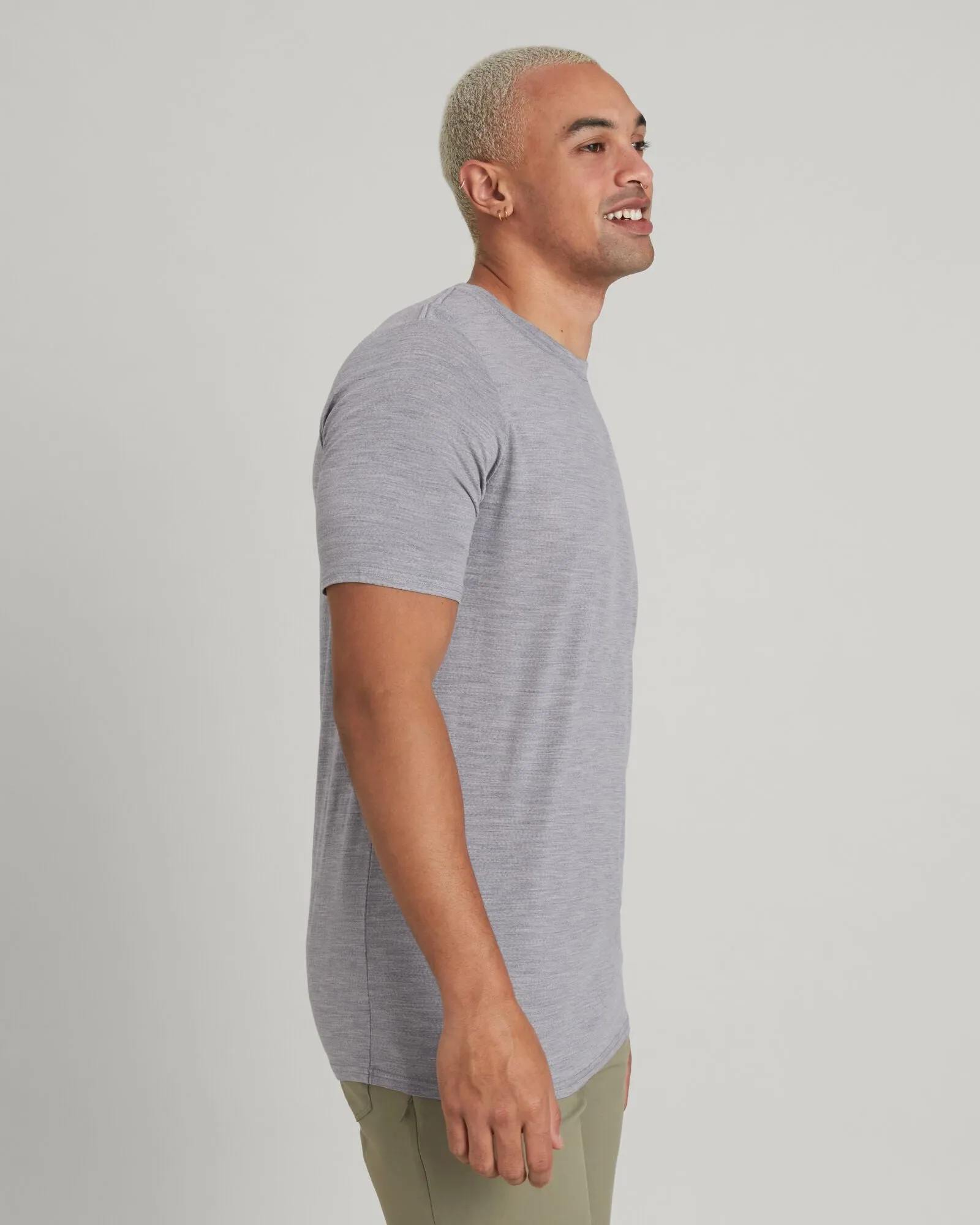 Men's 100% Merino T-shirt - Mid Grey Marle