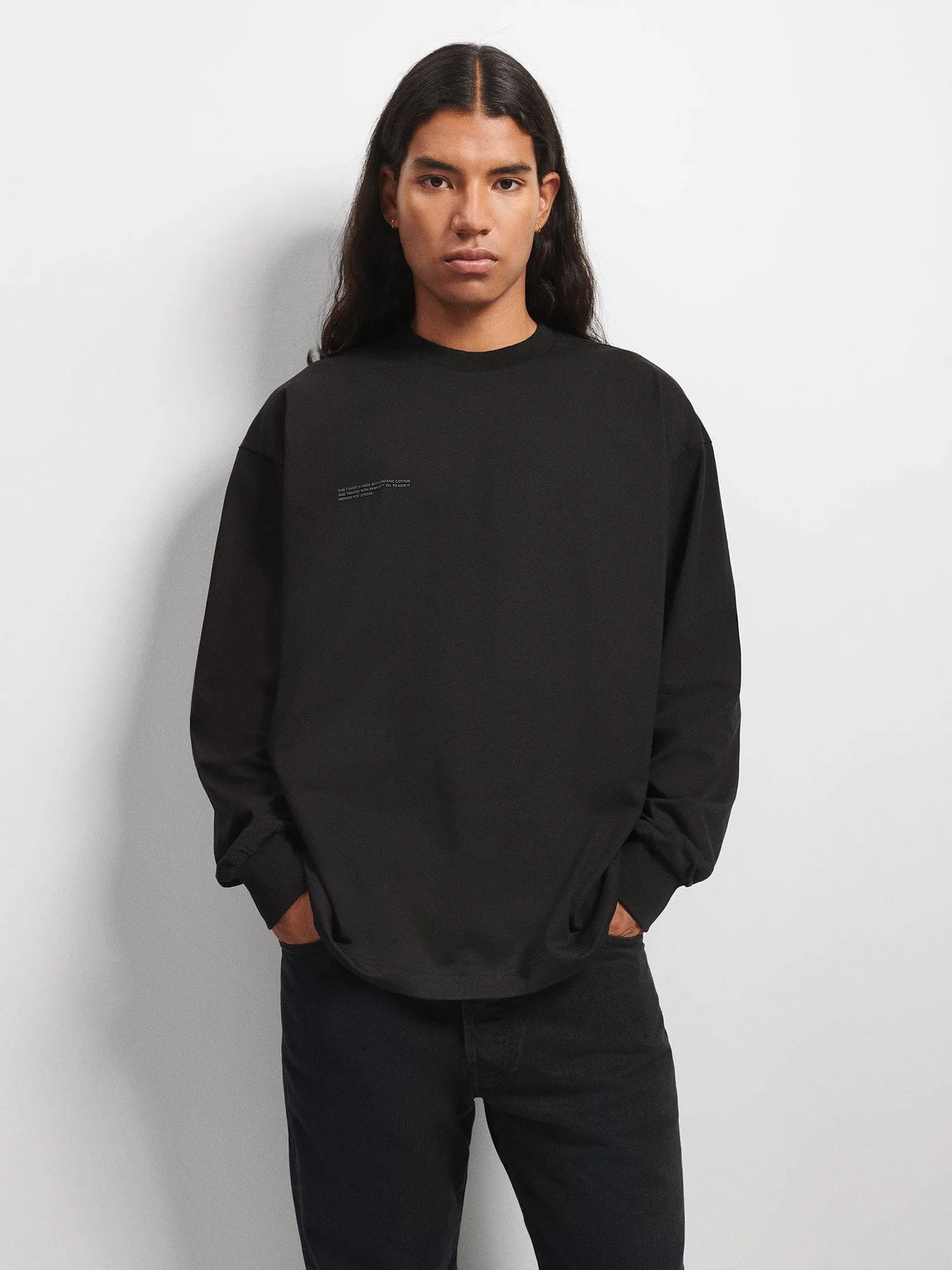 Mens 365 Midweight Long Sleeve T-shirt—black