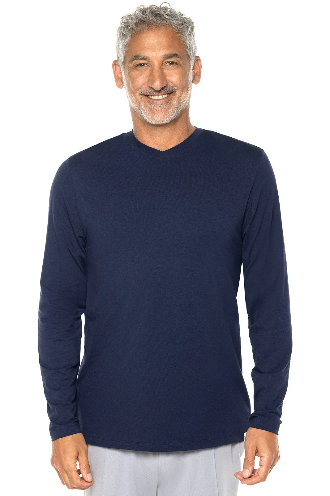 Men's Morada Everyday Long Sleeve V-Neck T-Shirt | Navy
