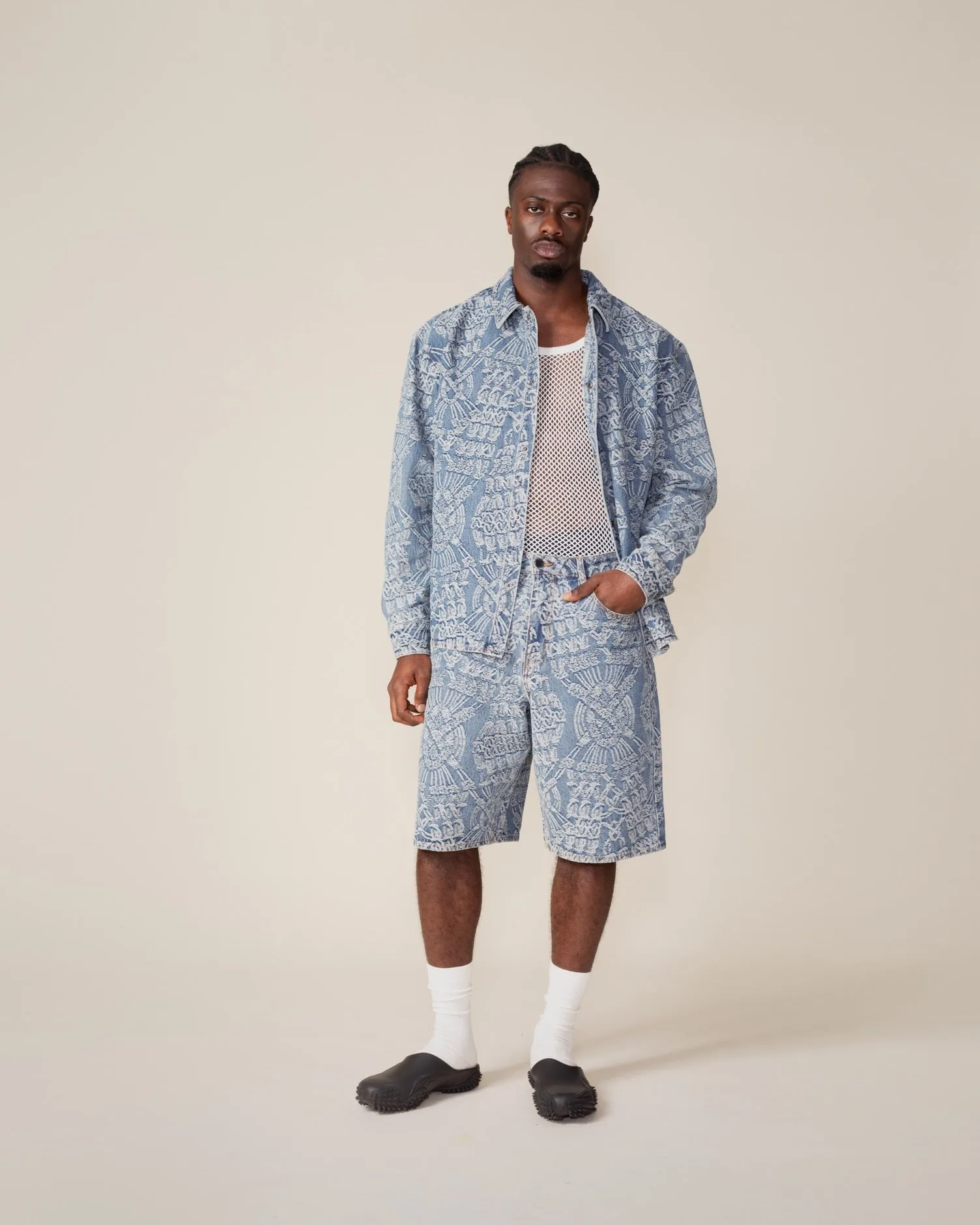 Mid Blue Macrame Rahul Shirt